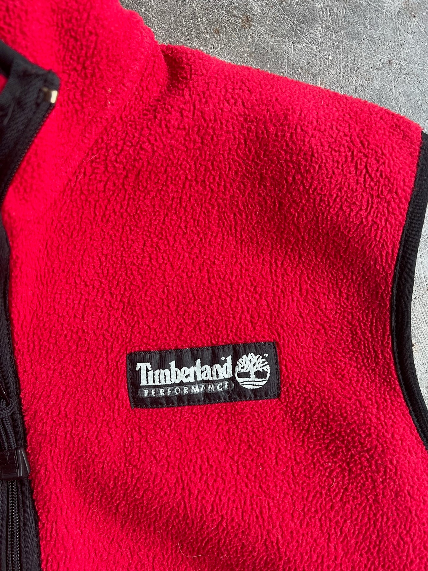 Vintage Red Fleece Timberland Vest - S