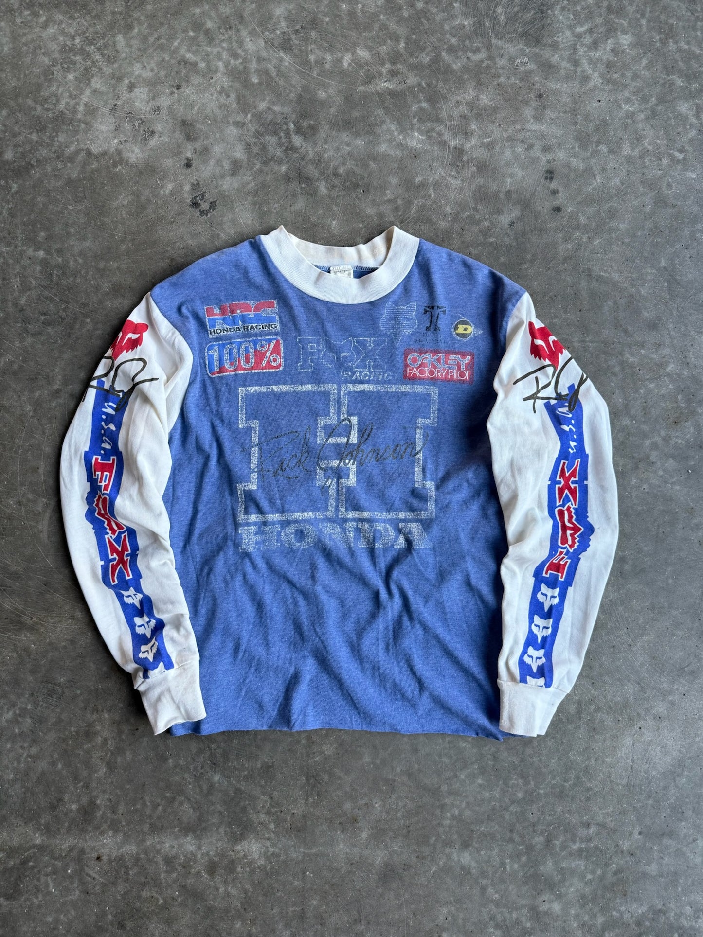 Faded Cropped Rick Johnson Fox Racing Honda Long Sleeve Jersey - L