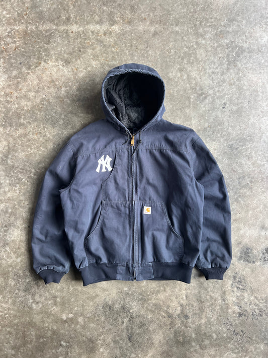 Vintage Navy Yankees Hooded Carhartt Jacket - XL