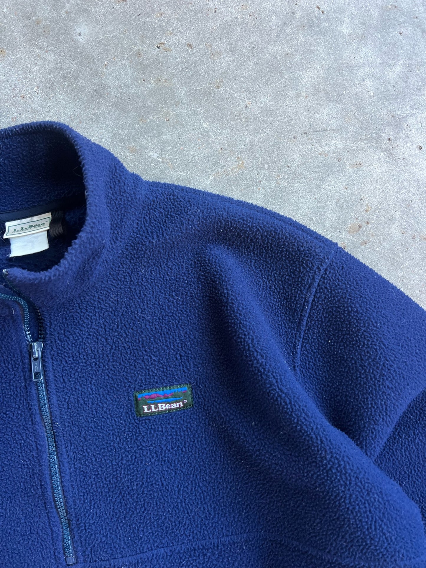 Vintage Navy Fleece LL. Bean Quarter Zip - L