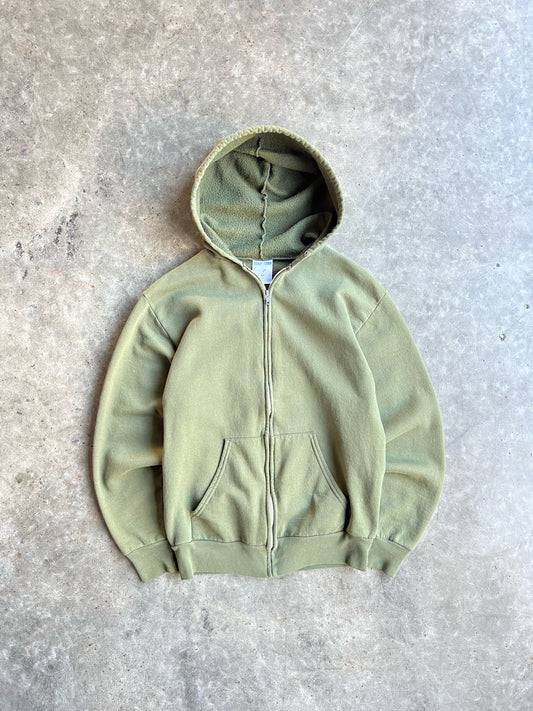 Vintage Army Green Jerzees Zip Up - S