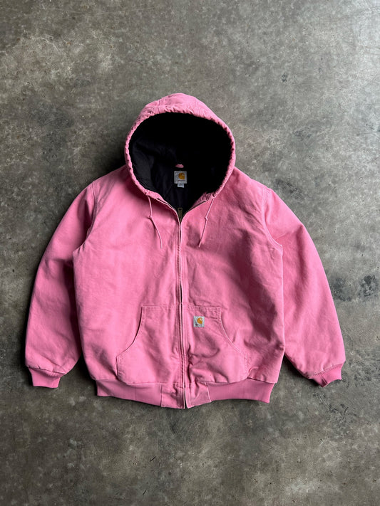 Vintage Baby Pink Hooded Carhartt Jacket - XL