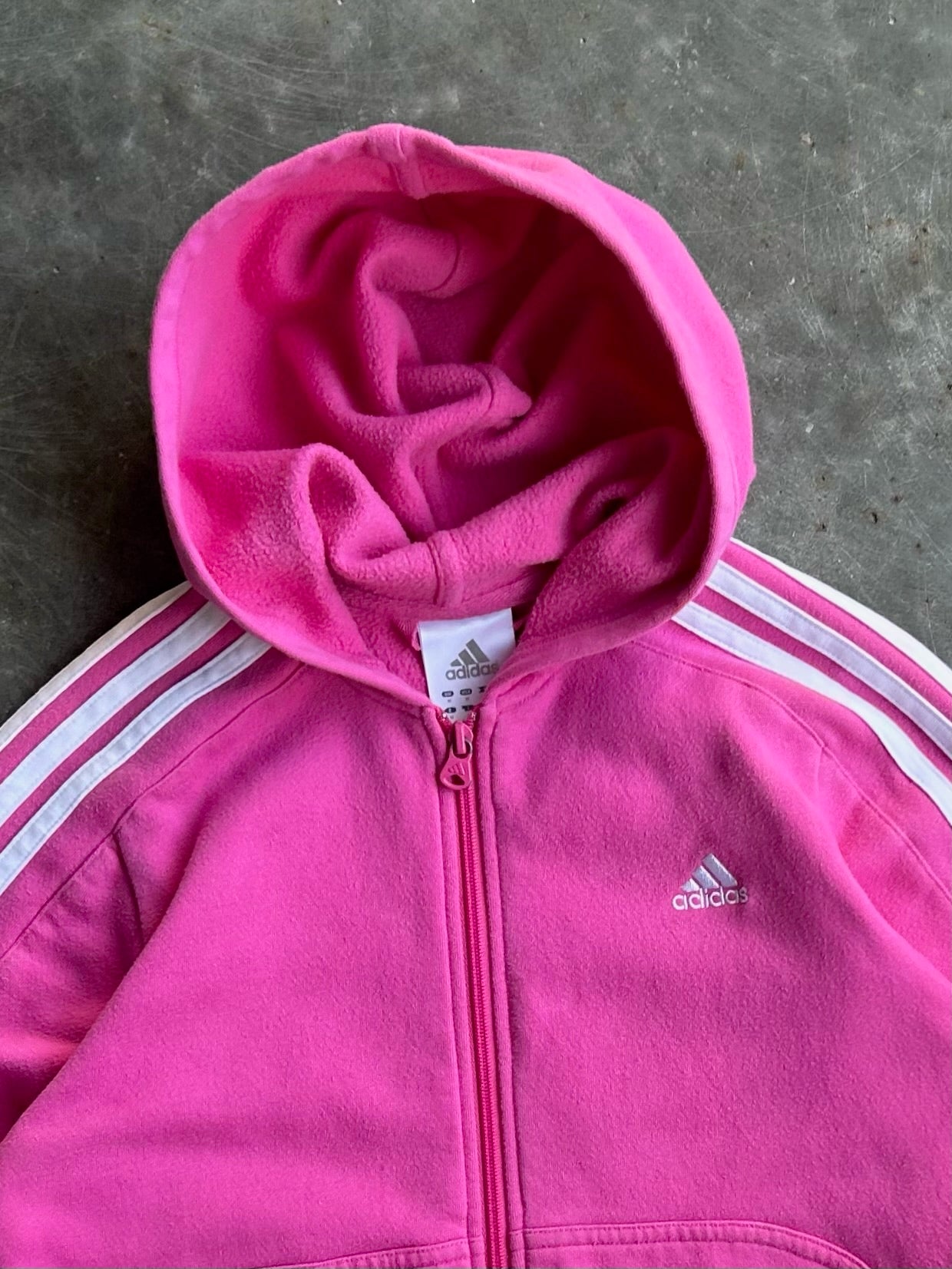 Vintage Pink Adidas Zip Up Hoodie - M