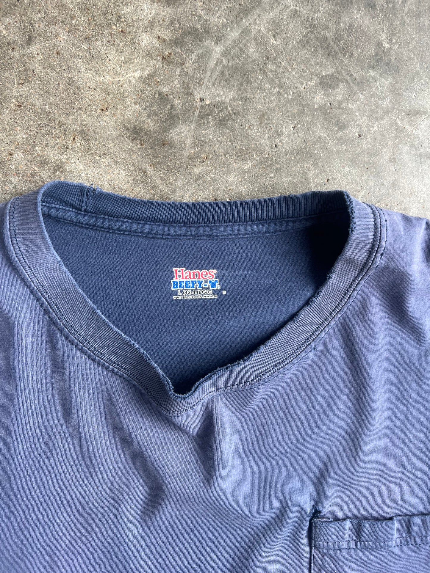 Faded Blank Navy Blue Hanes Shirt - L