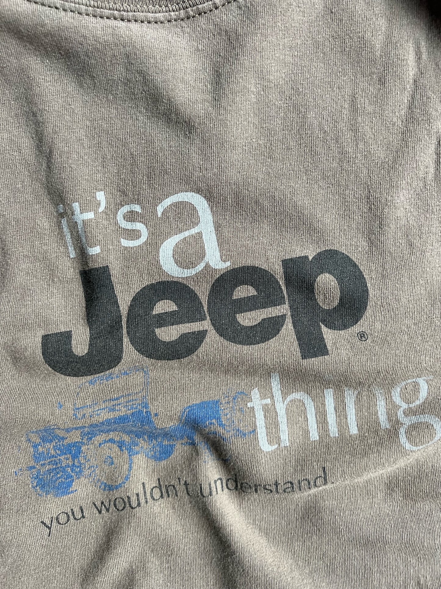 Vintage Brown Graphic Jeep Shirt - XXL