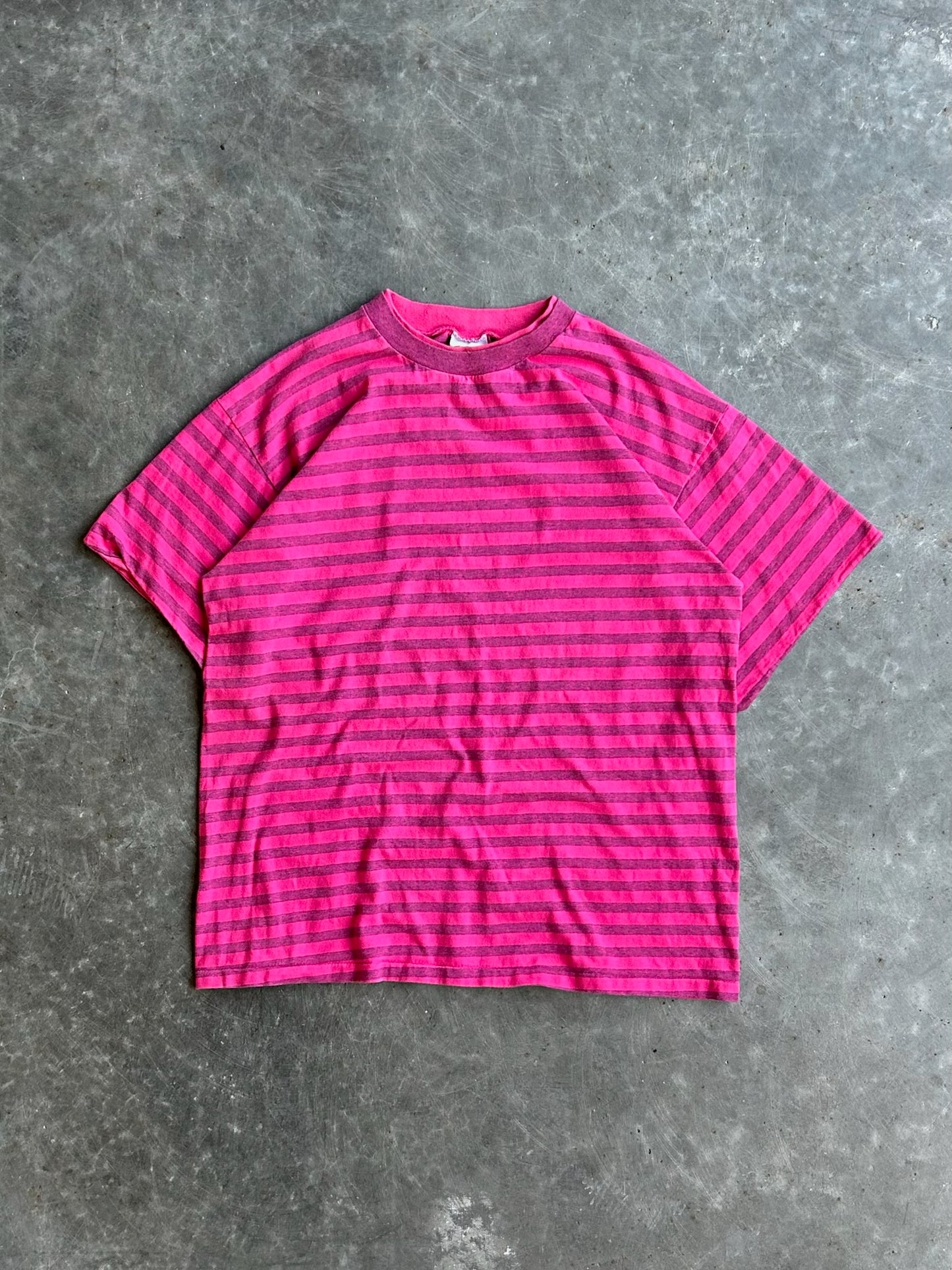 Vintage Pink Striped Tee - XL