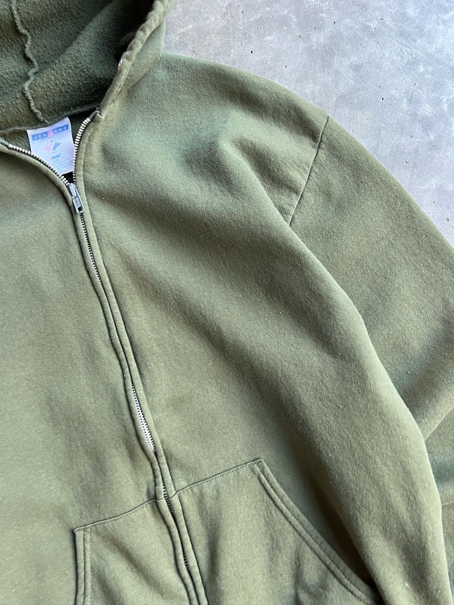 Vintage Army Green Jerzees Zip Up - S