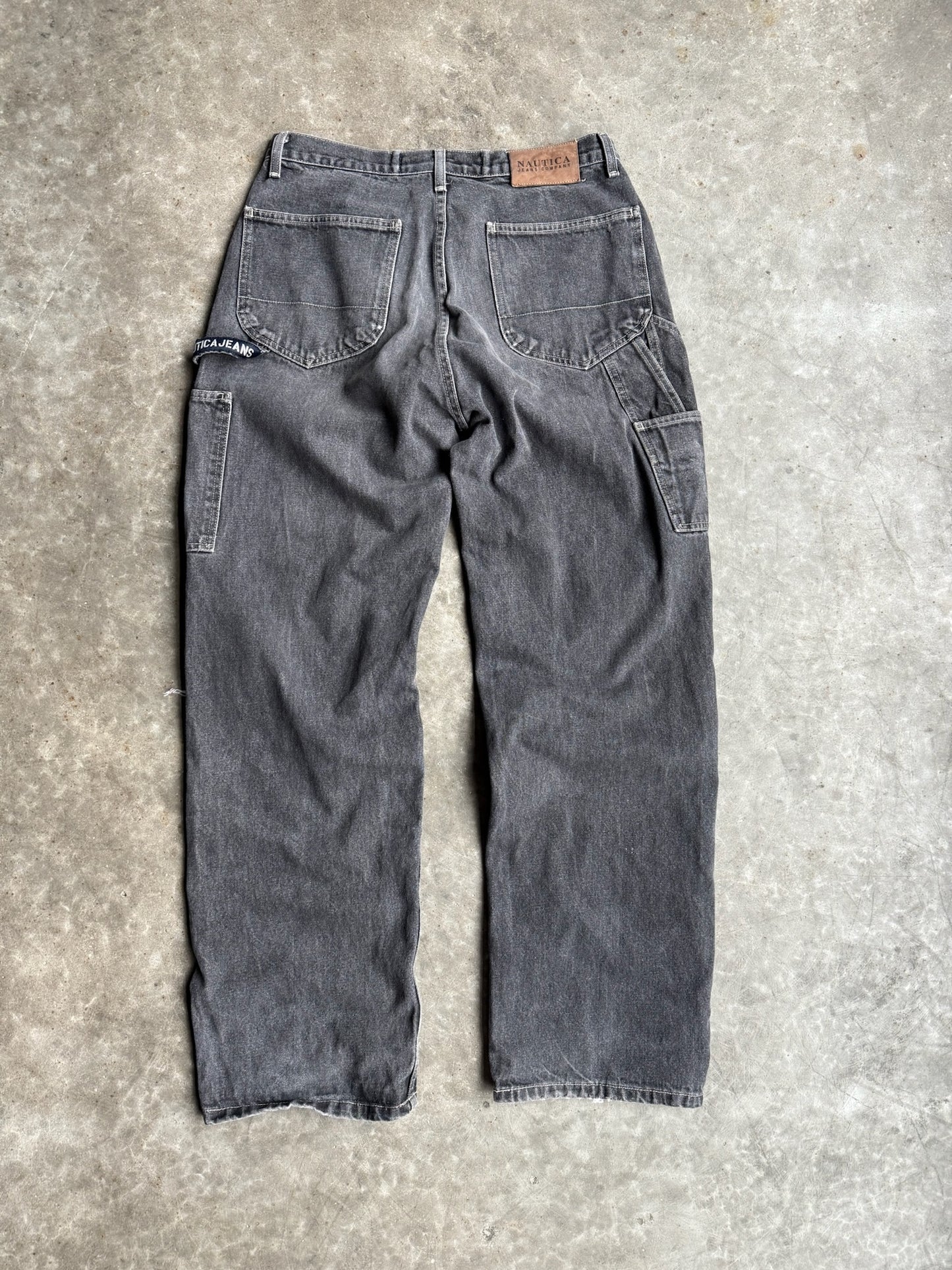 Vintage Distressed Black Nautica Carpenter Denim Pants - 34