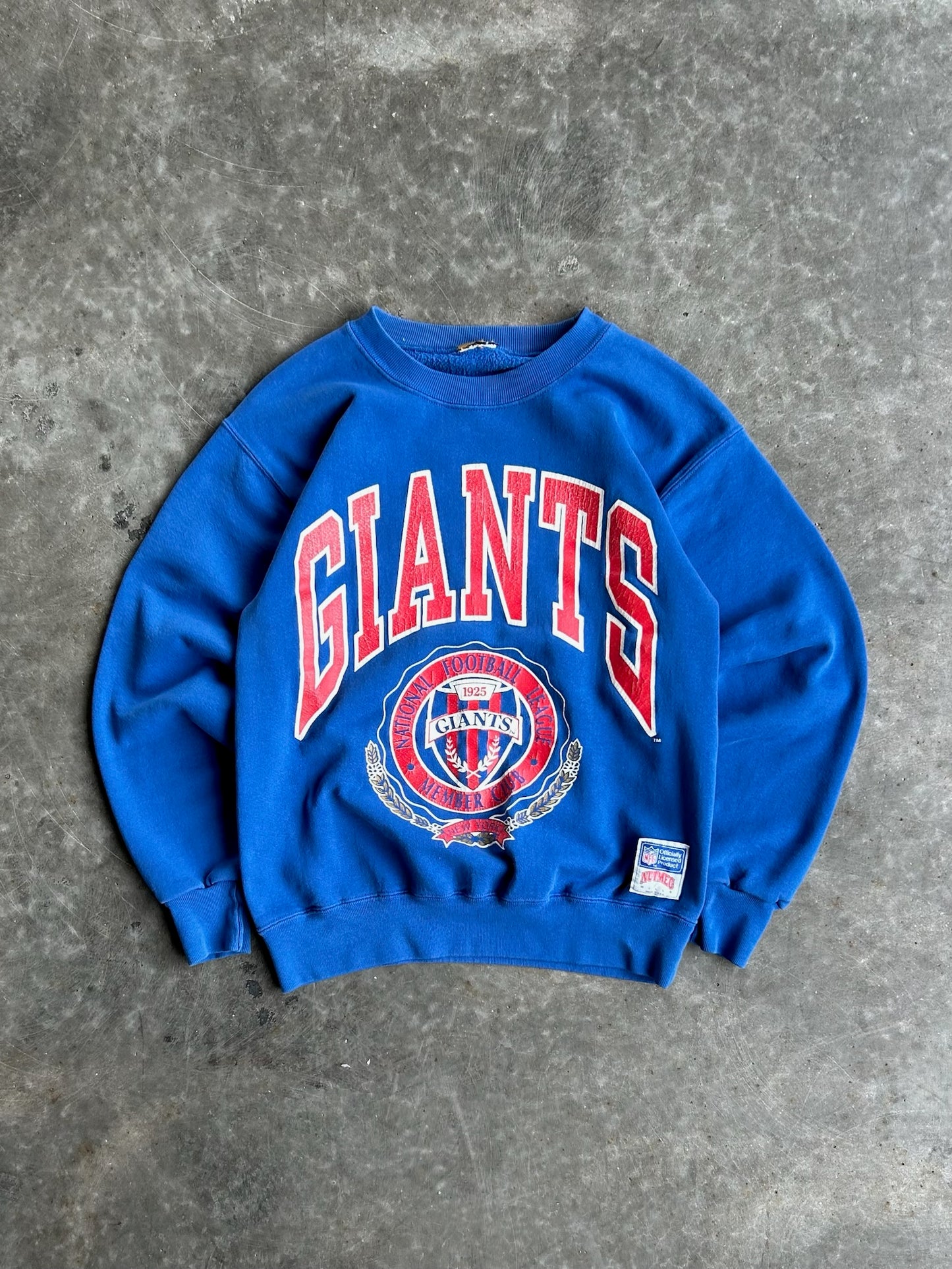 Vintage Royal Blue Giants Football Crew - M