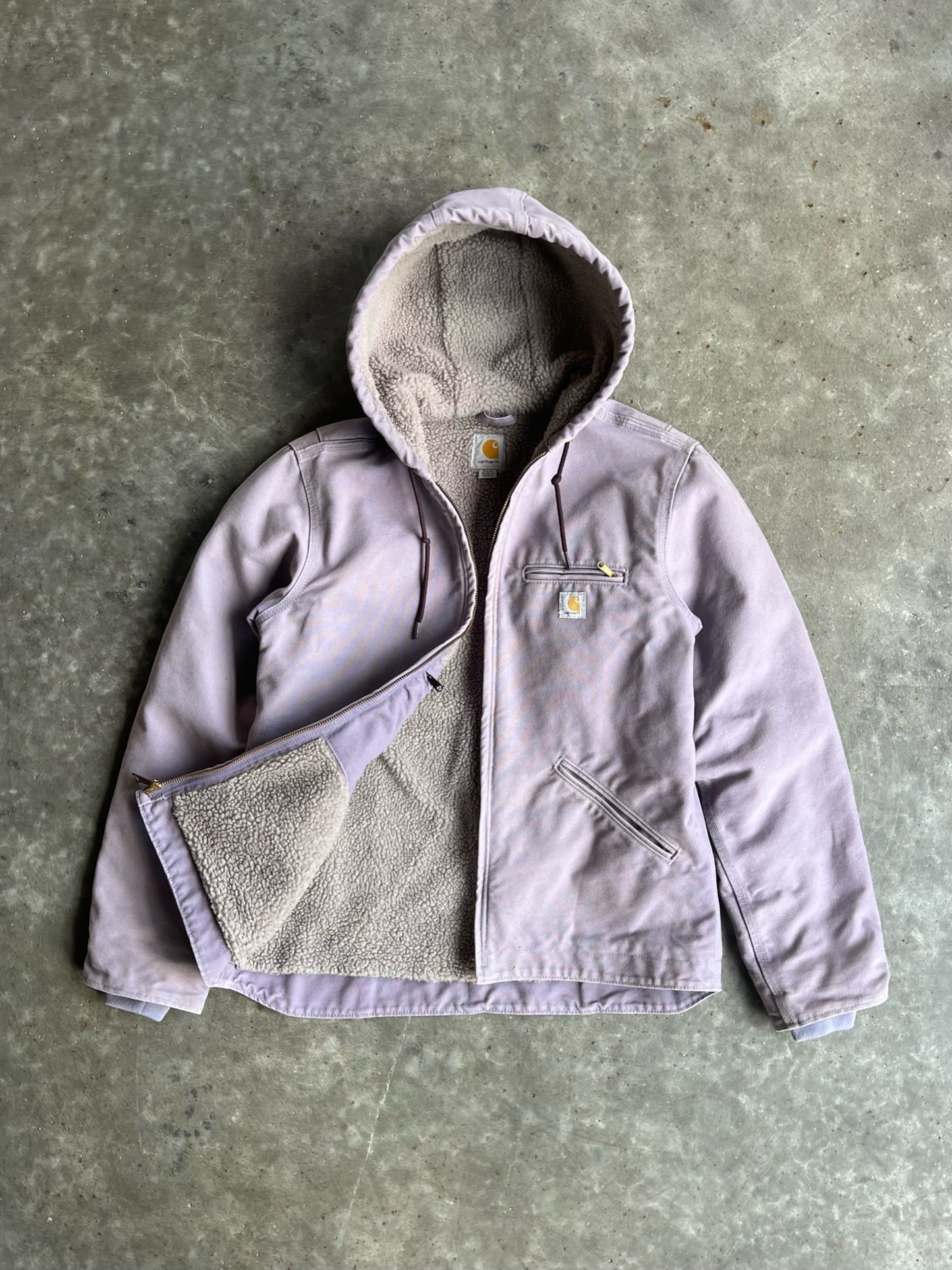 Lilac Purple Fleece Lined Hooded Carhartt Jacket - S