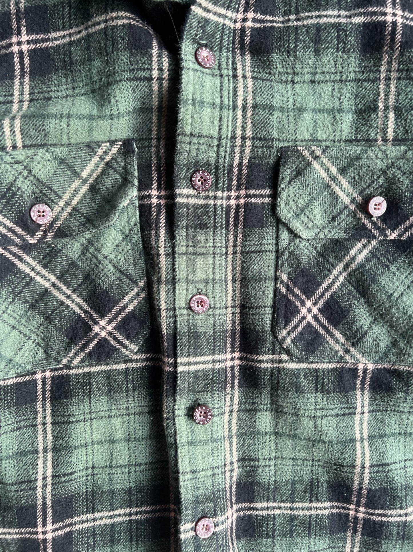 Vintage Green Cropped Moose Creek Flannel - M