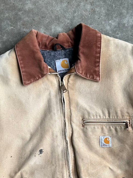 Vintage Tan Collared Carhartt Jacket - XL
