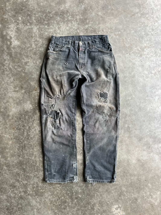 Vintage Distressed Faded Black Dickies Carpenter Pants - 32