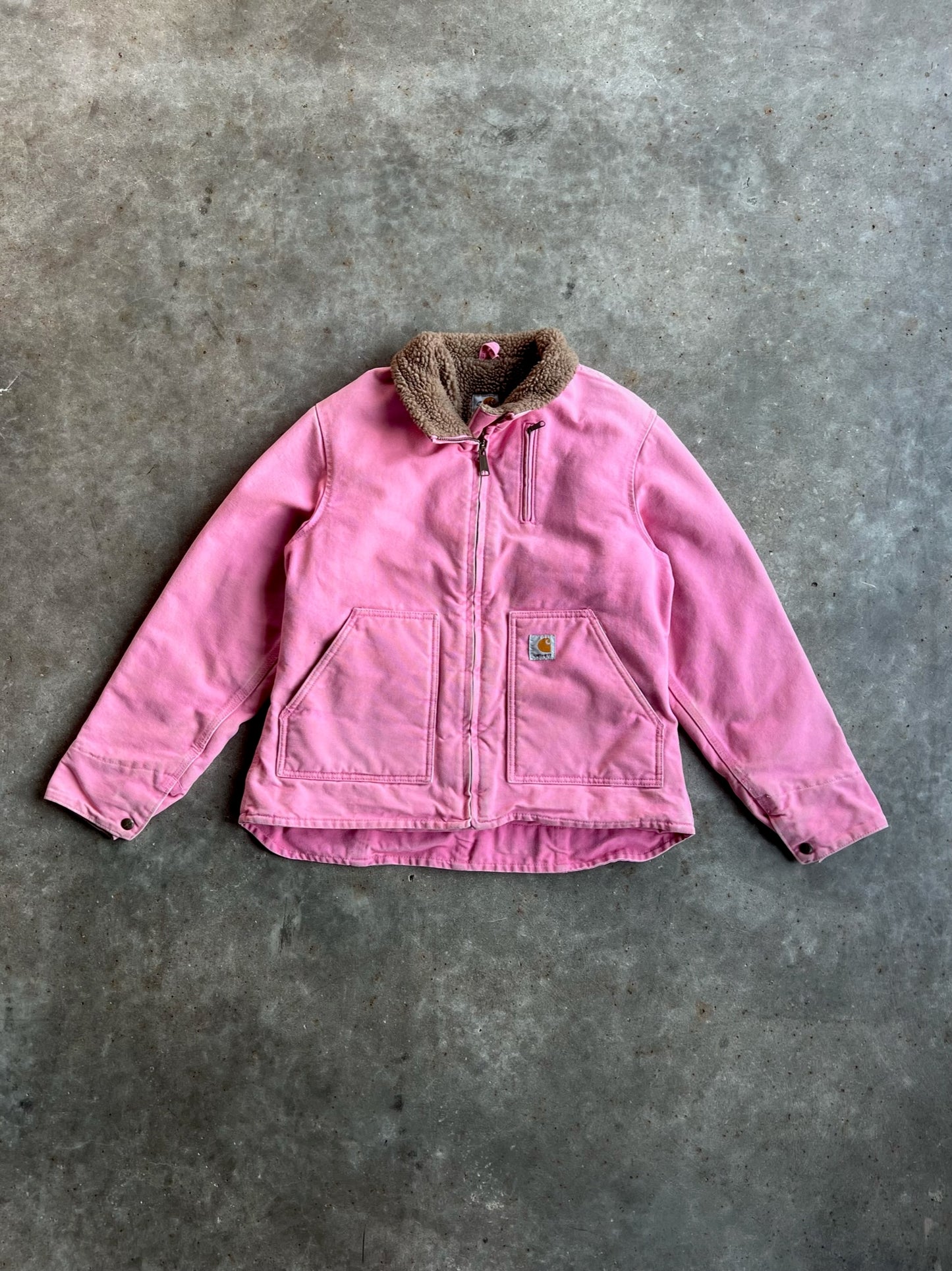 Baby Pink Sherpa Lined Carhartt Jacket - M