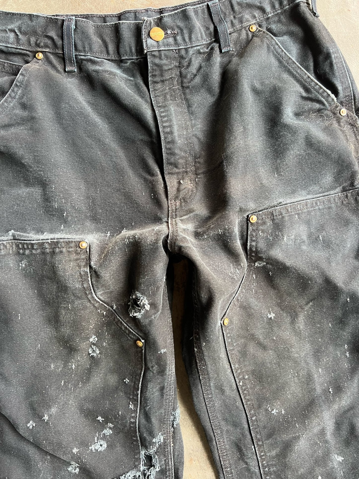 Vintage Black Distressed Carhartt Double Knee Pants - 32