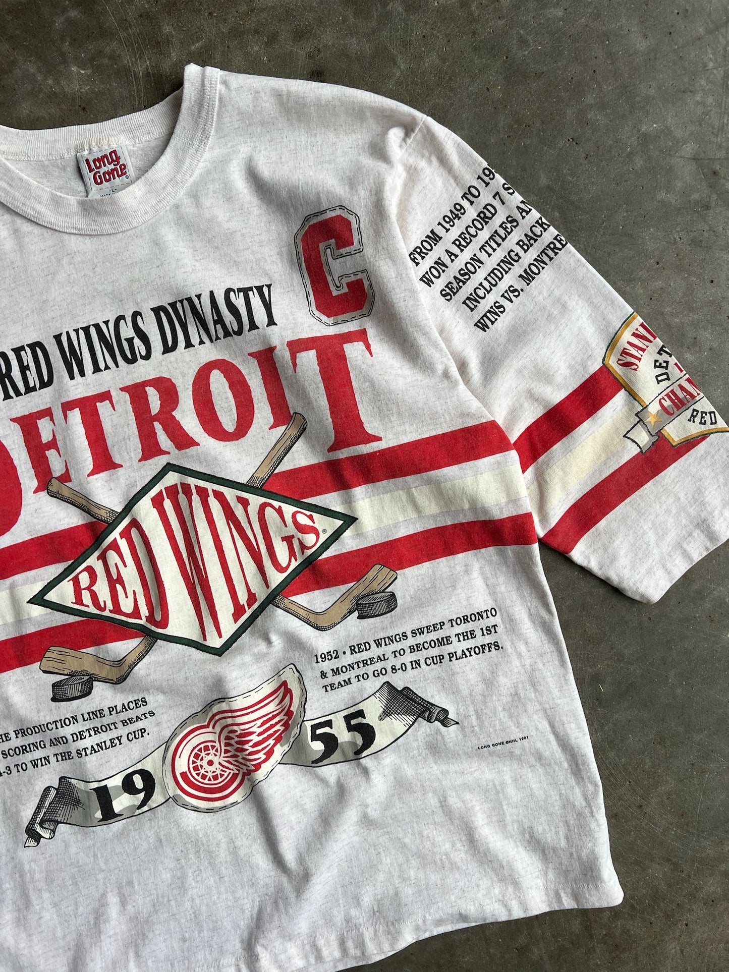 Vintage Chicago Detroit Red Wings Single Stitch Long Gone Shirt - L