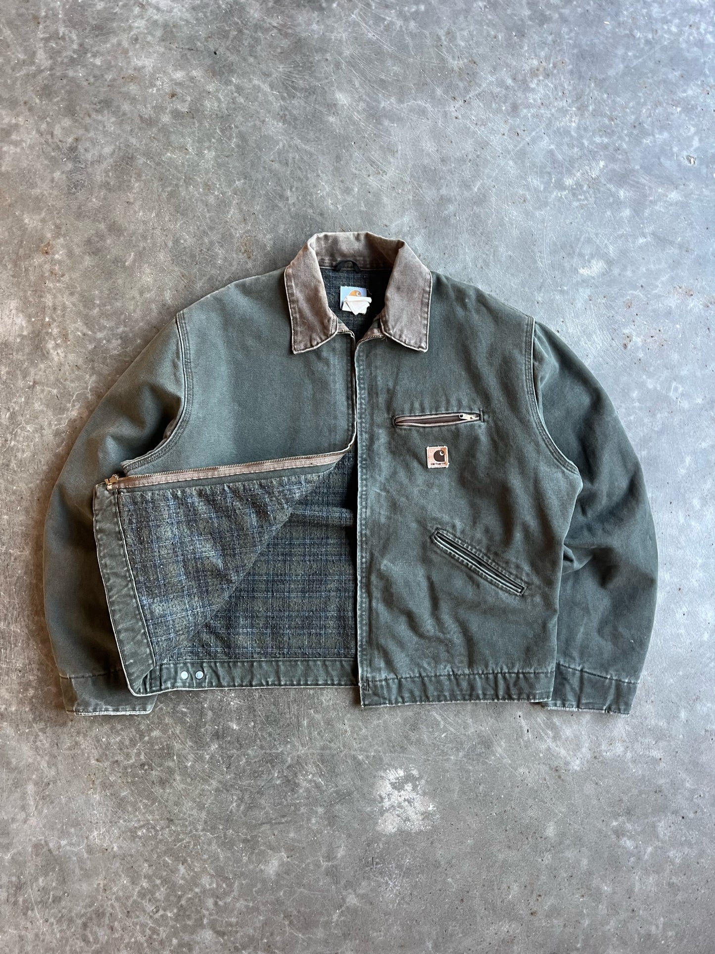 Vintage Green Flannel Lined Detroit Carhartt Jacket - XL