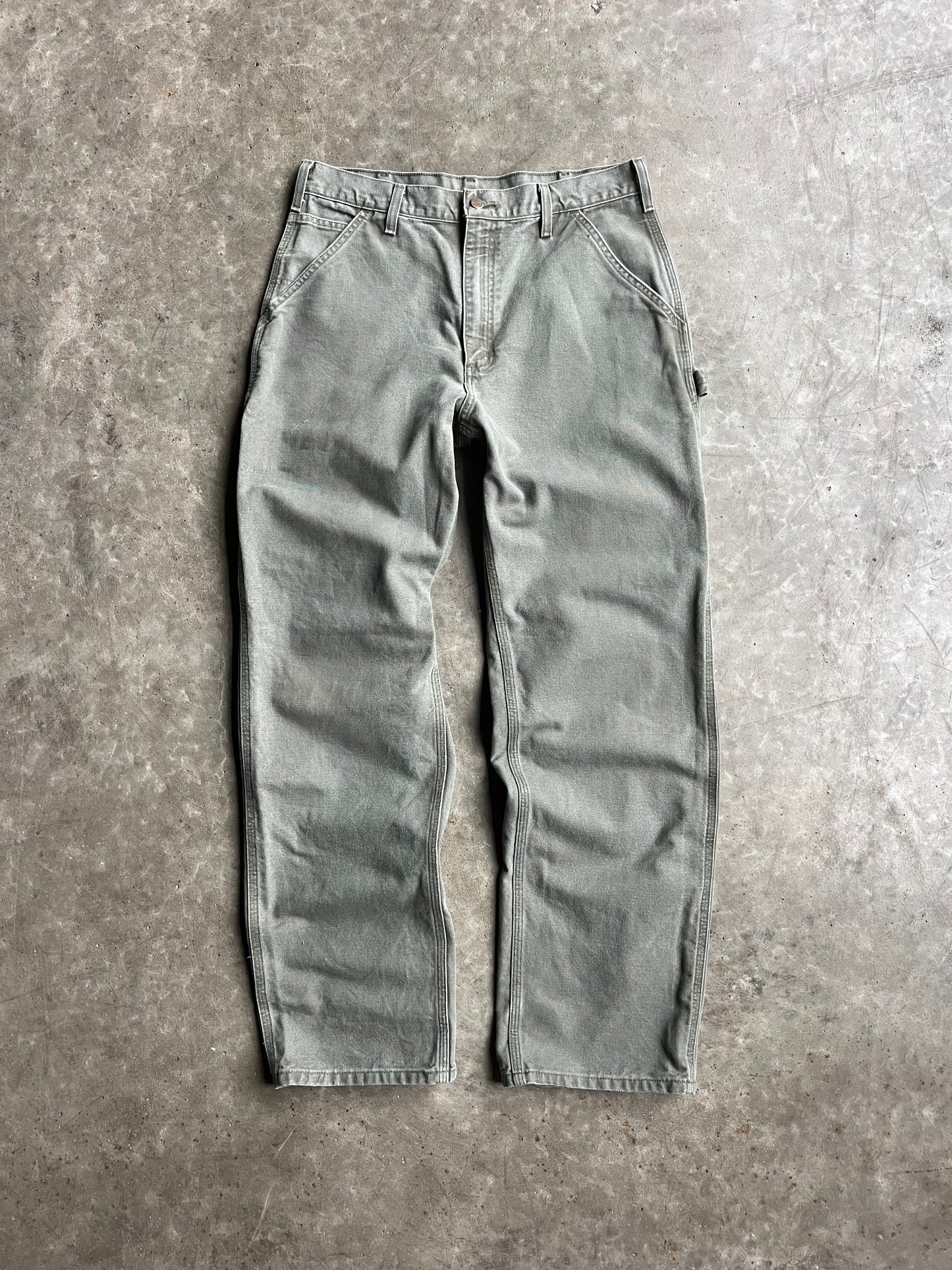 Vintage Faded Green Carhartt Carpenter Pants - 34