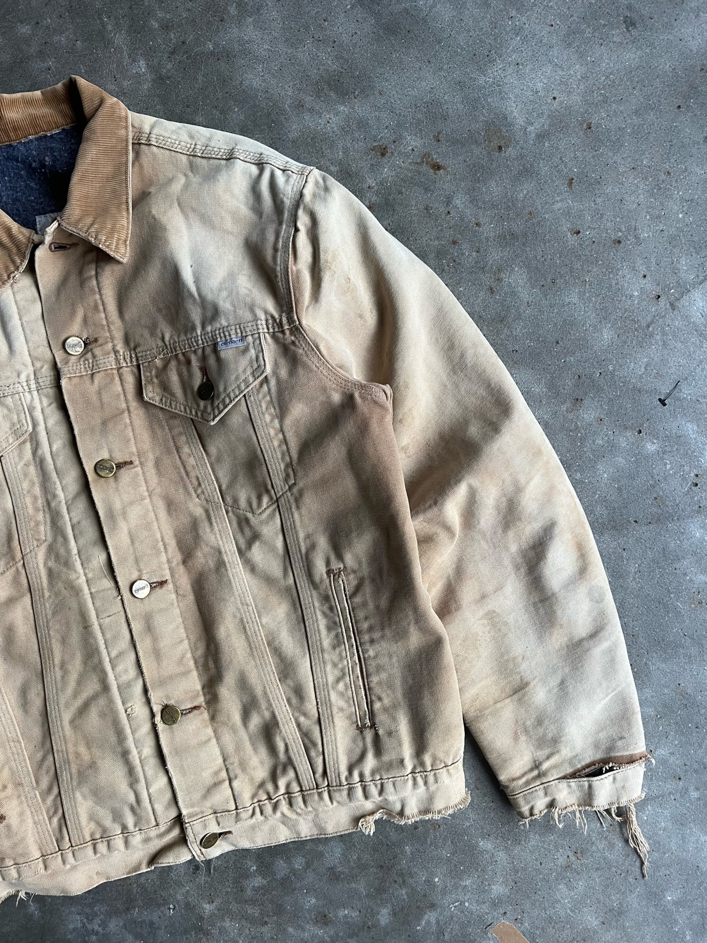 Vintage Tan Flannel Lined Trucker Carhartt Jacket - L