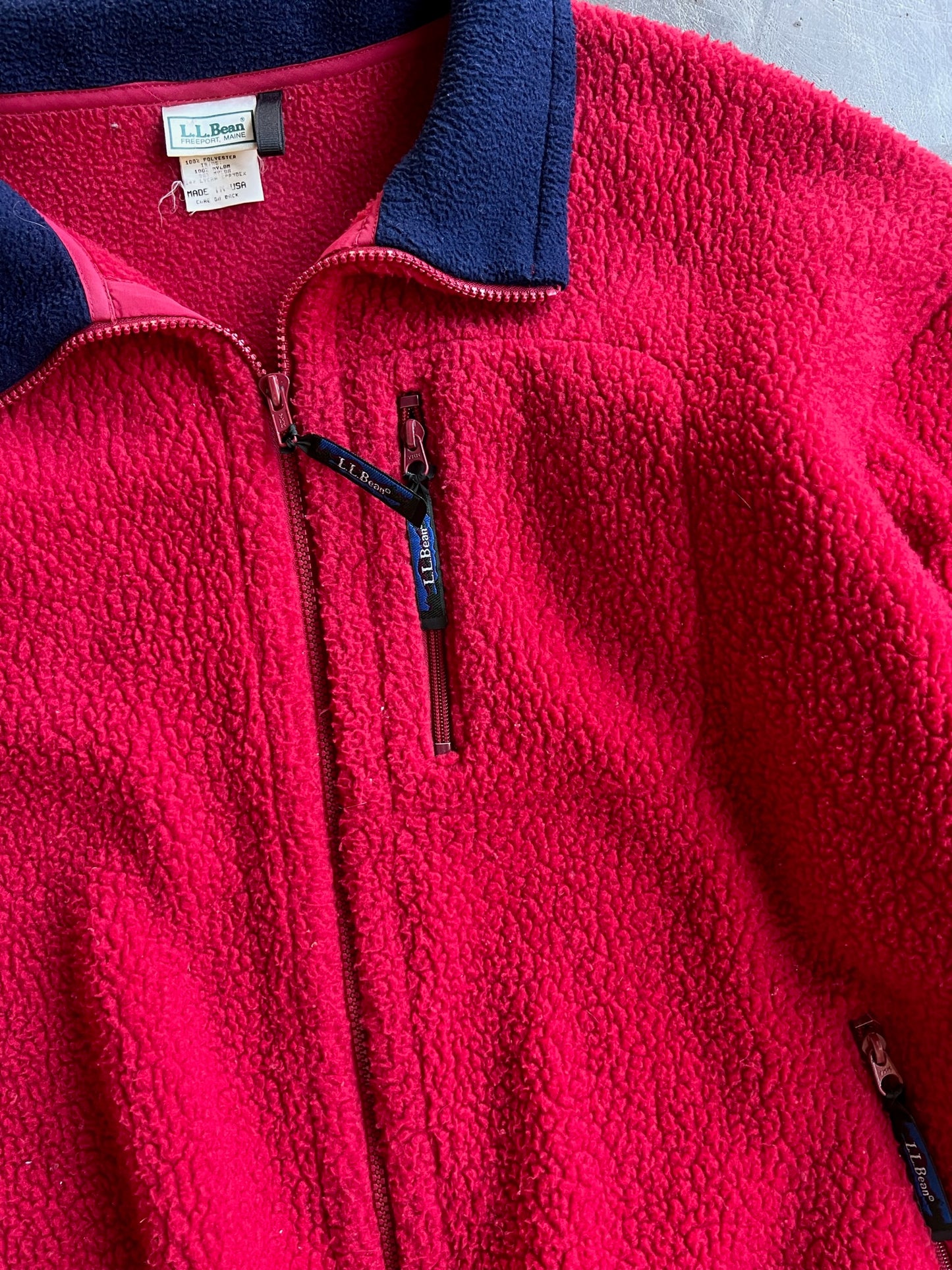 Vintage Red Fleece LL. Bean Zip Up - XL