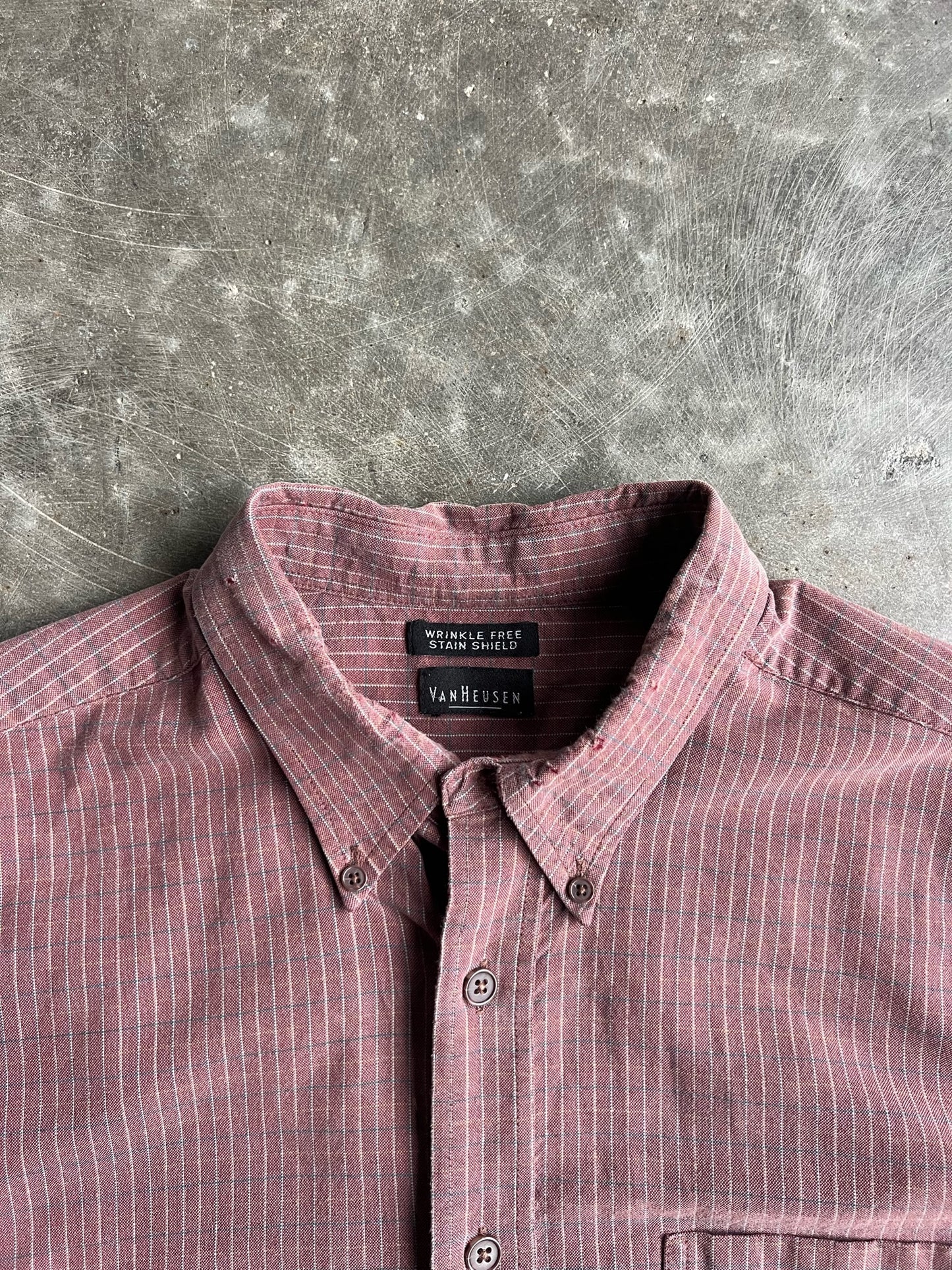 Vintage Red Cropped Van Heusen Button Up - XL