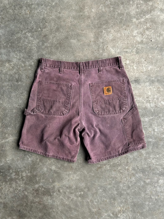 Vintage Maroon Carhartt Carpenter Denim Shorts - 32