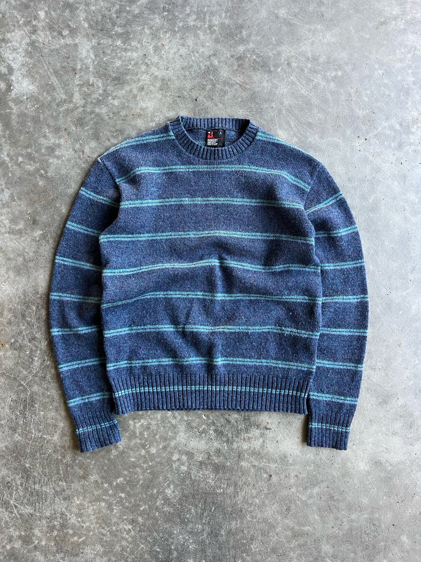 Vintage Blue Striped Robert Bruce Sweater - L