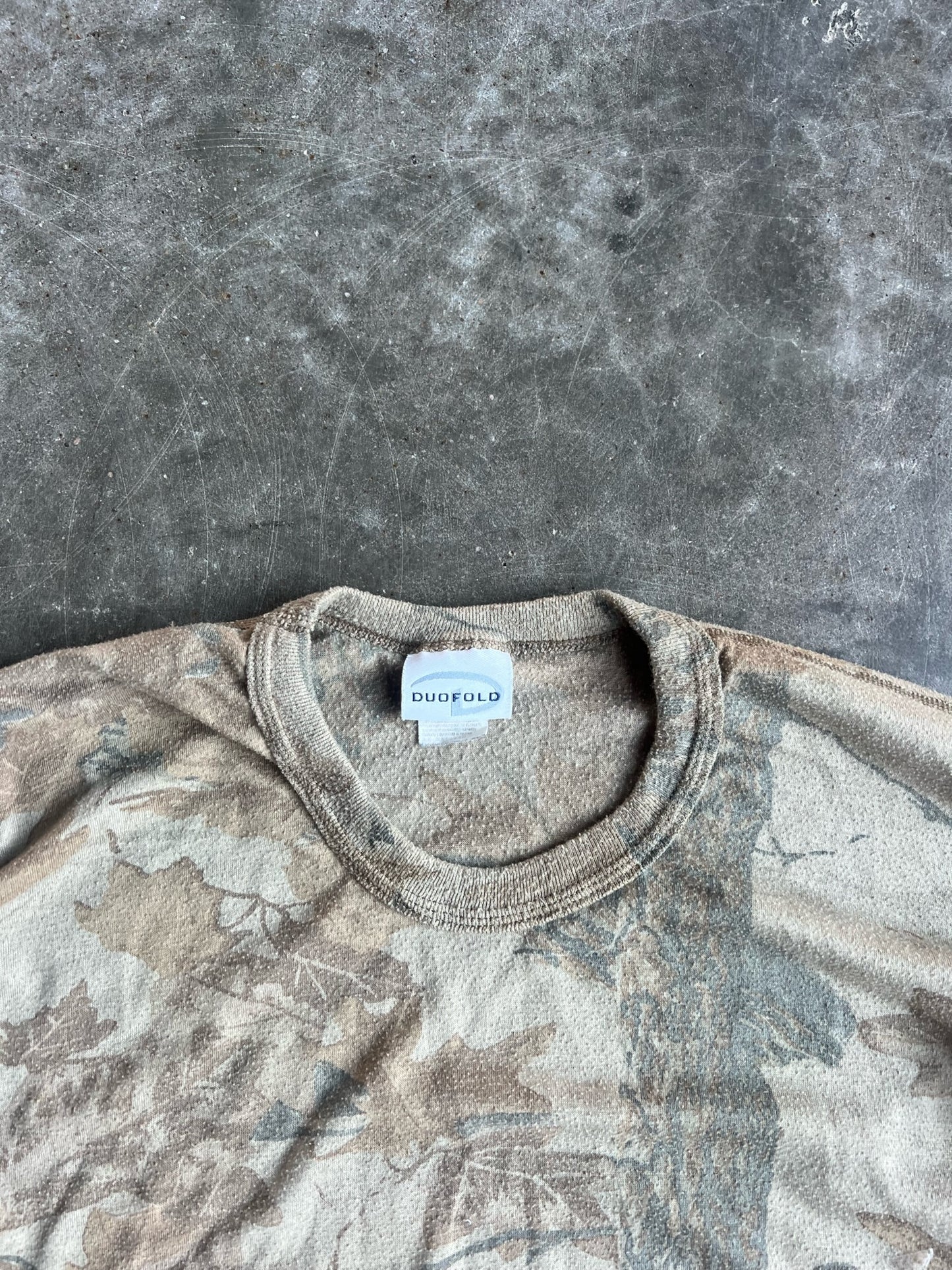 Vintage Cropped Faded Duofold Camo Long Sleeve Shirt - XL