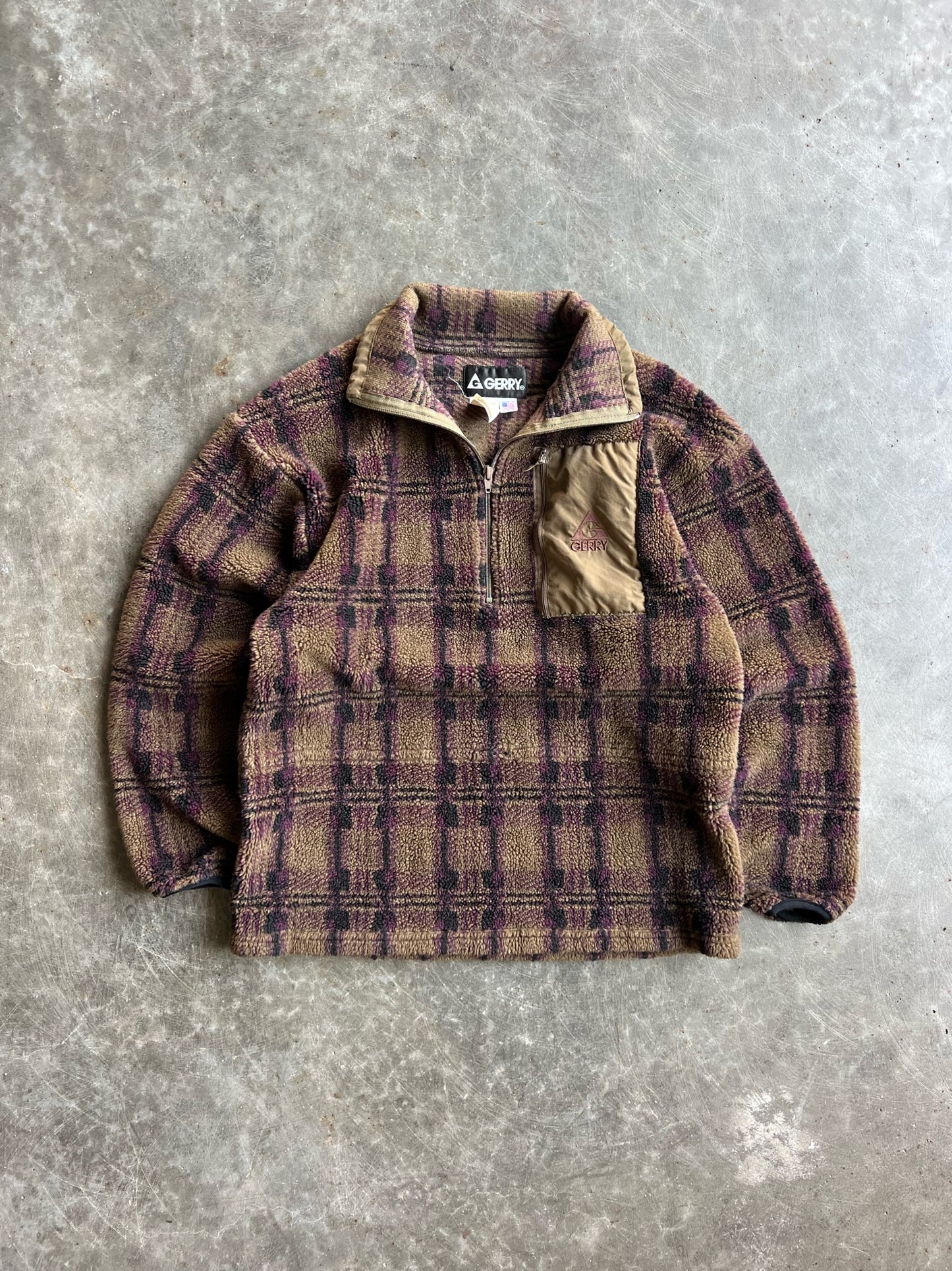 Vintage Plaid Gerry Fleece Quarter Zip - S