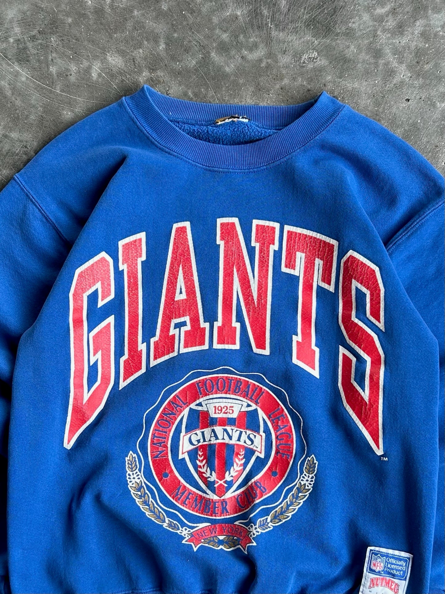 Vintage Royal Blue Giants Football Crew - M