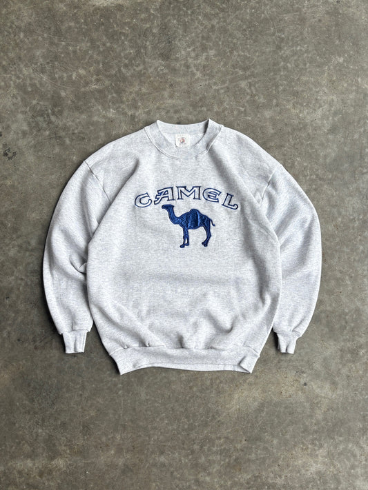 Vintage Grey Embroidered Camel Crew - L
