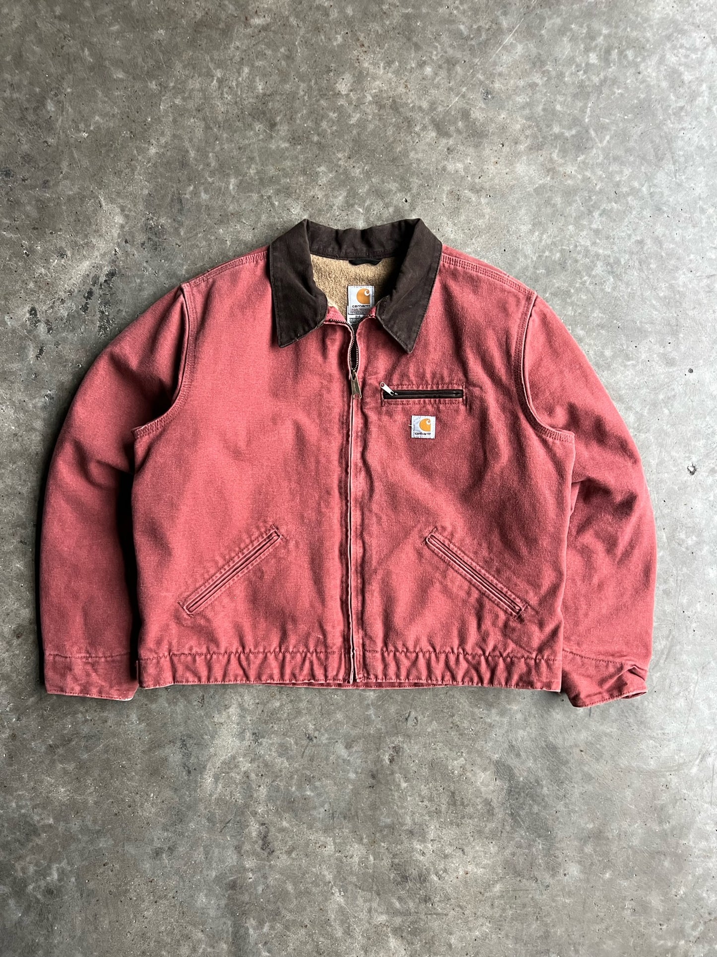 Vintage Blush Pink Flannel Lined Carhartt Detroit Jacket - XL