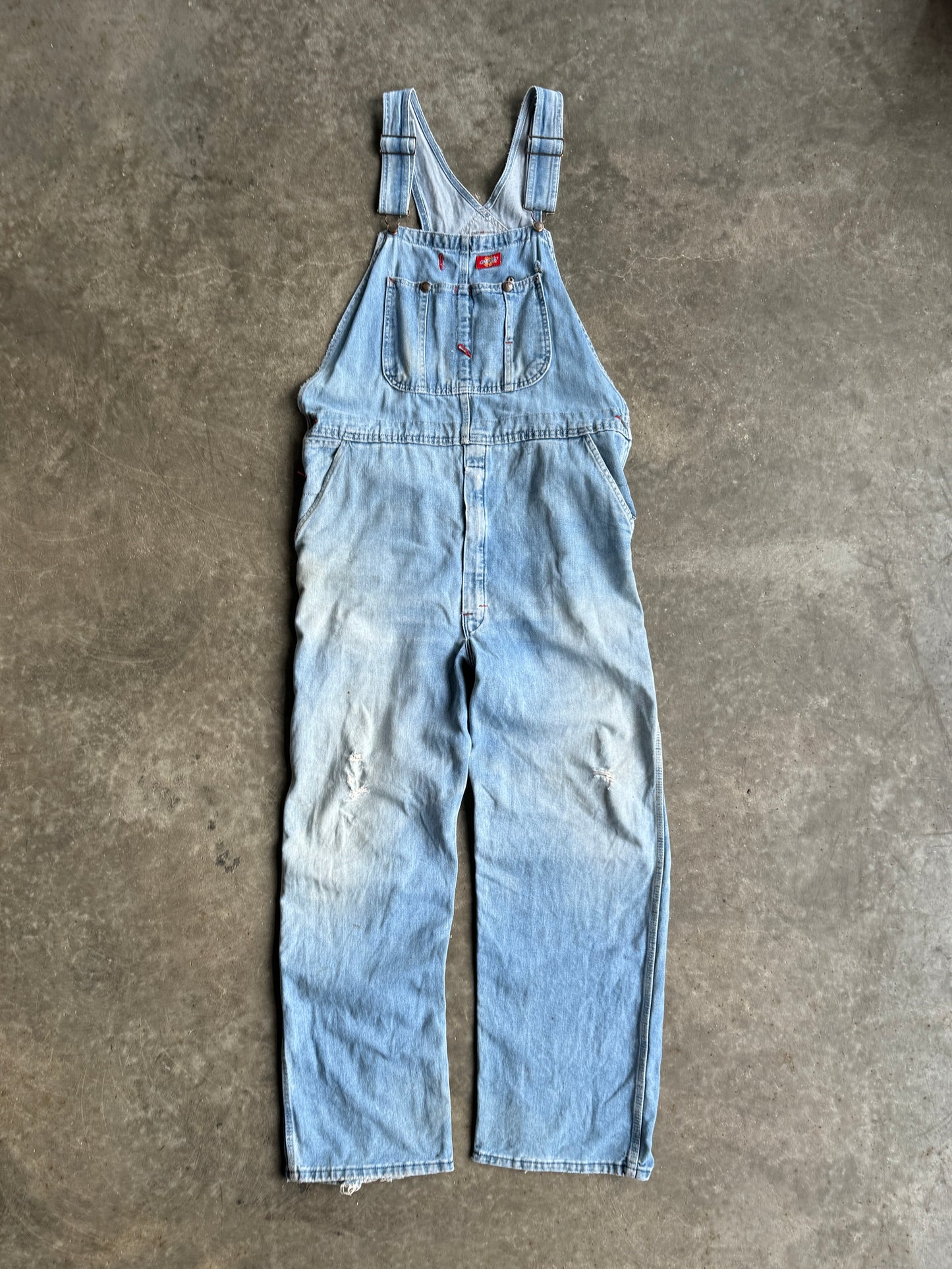 Vintage Light Wash Overalls - 38X32