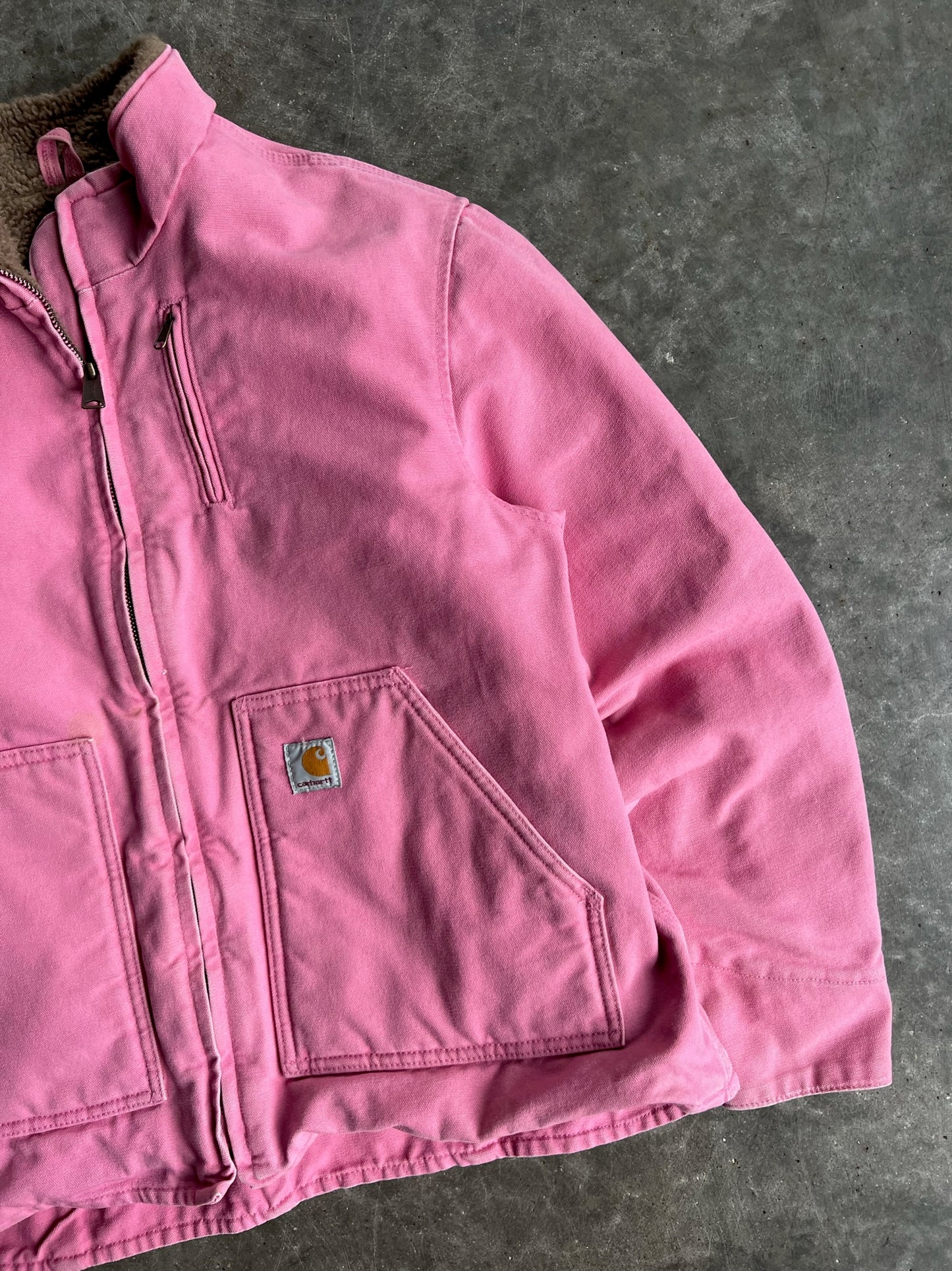 Vintage Baby Pink Fleece Lined Carhartt Jacket - XL