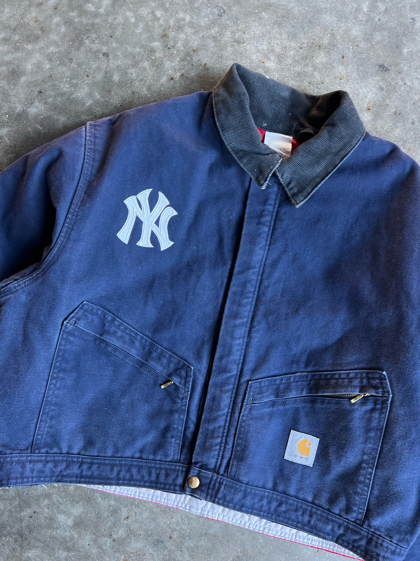 Vintage Yankees Navy Cropped Carhartt Jacket - L