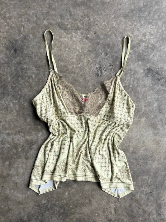 Vintage DKNY Green Lace Tank - L