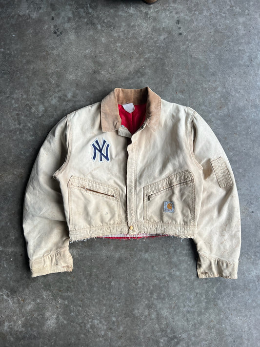 Vintage Cropped Tan Yankees Carhartt Jacket - M