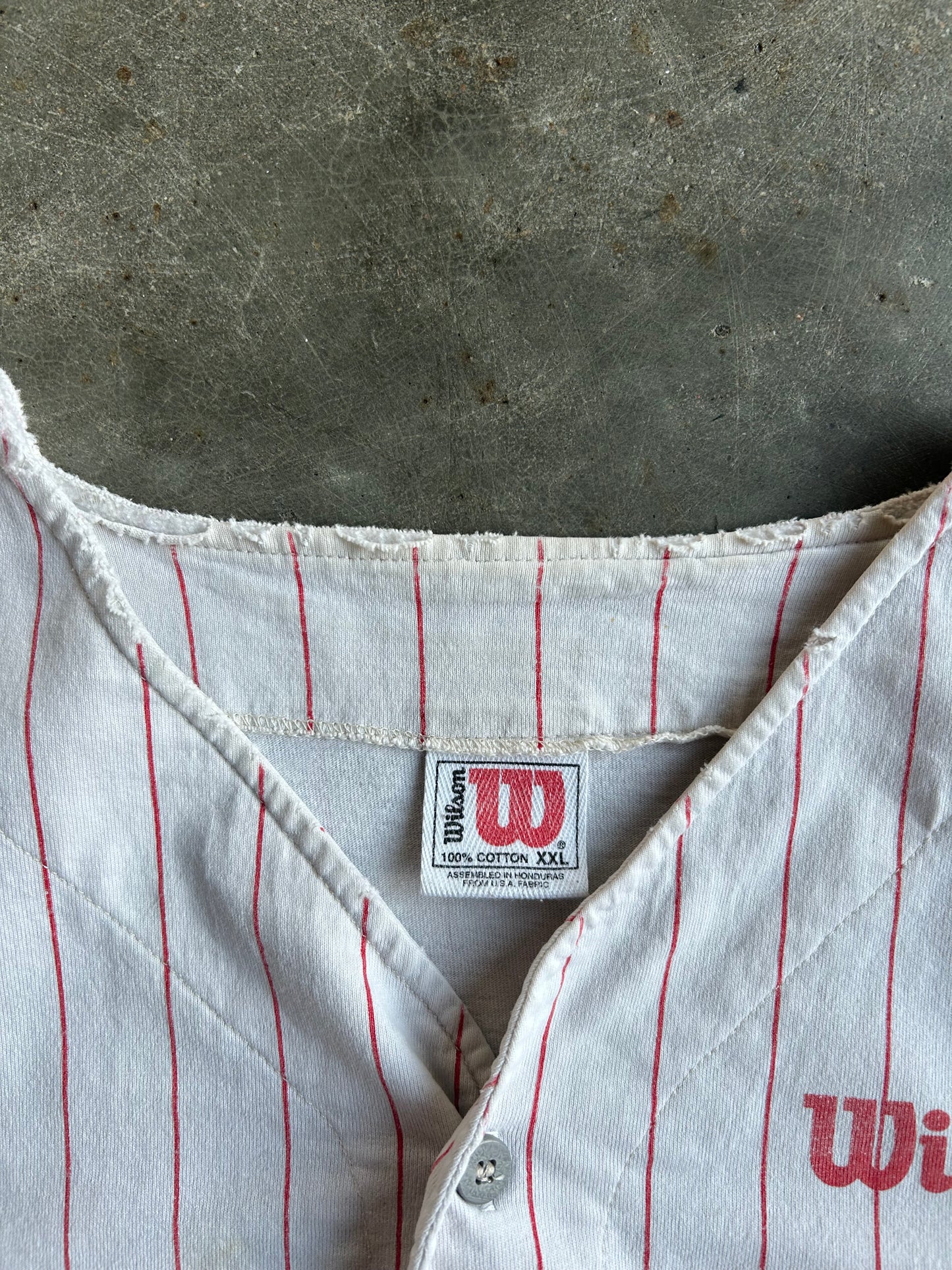 Vintage Wilson Crop Pinstripe Button Down Jersey - XL