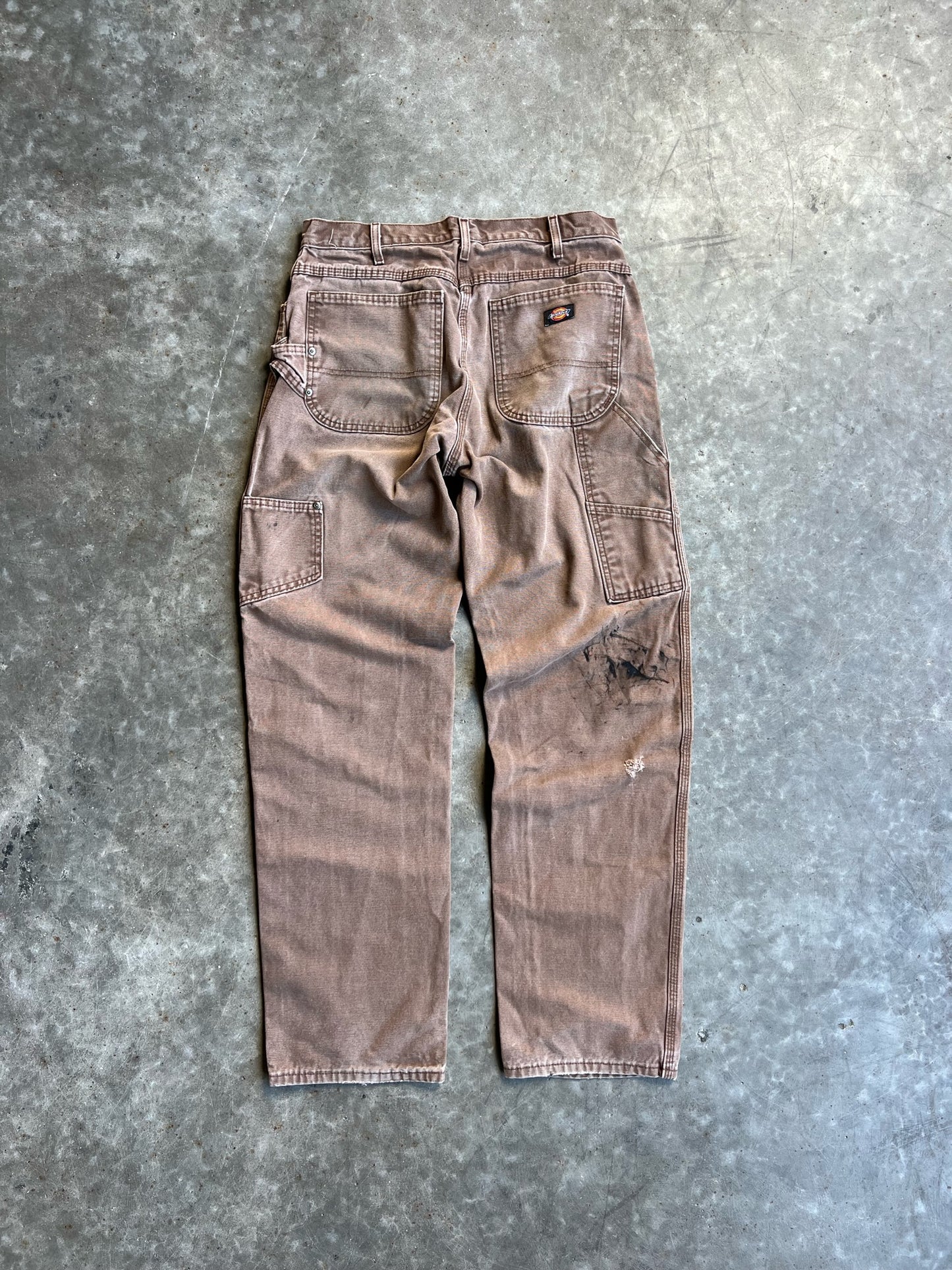 Vintage Faded Brown Distressed Painted Dickies Carpenter Pants - 32