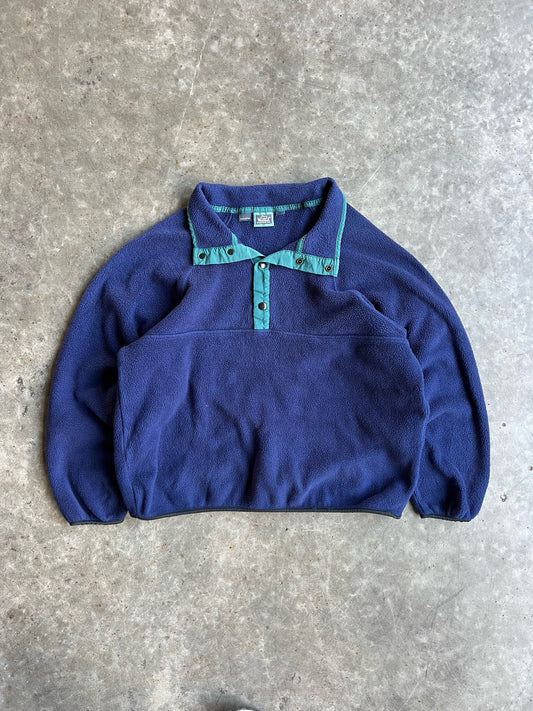 Vintage Navy Fleece Woolrich T Snap - L