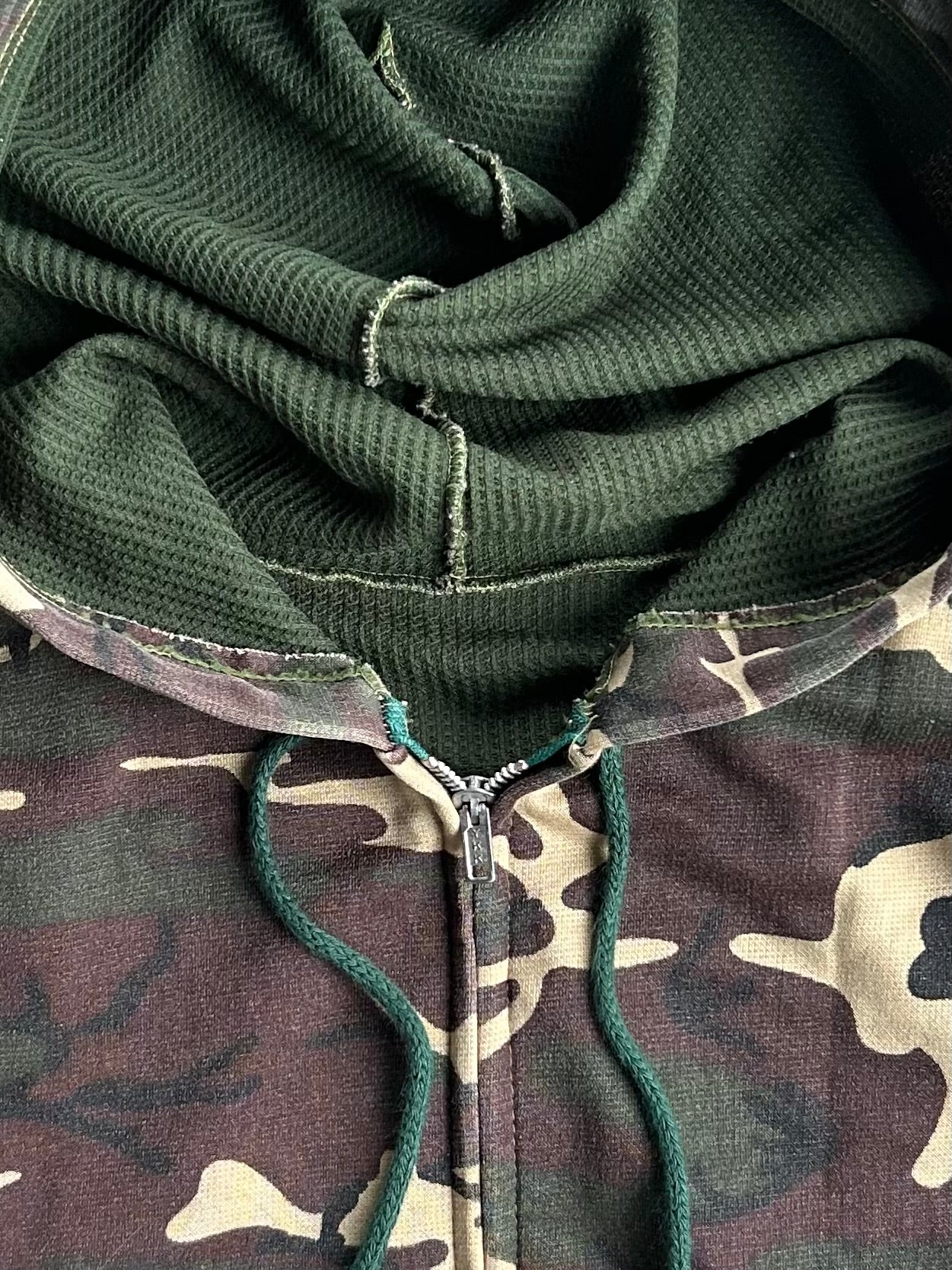 Vintage Camo Distressed Zip Up - XL