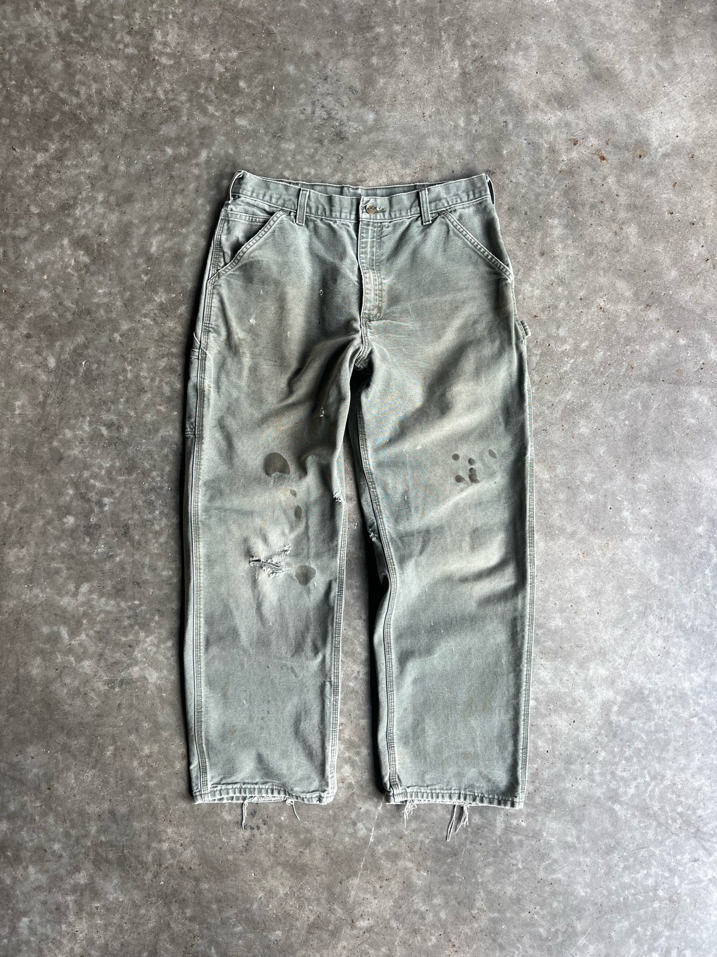 Vintage Distressed Green Carhartt Carpenter Pants - 34