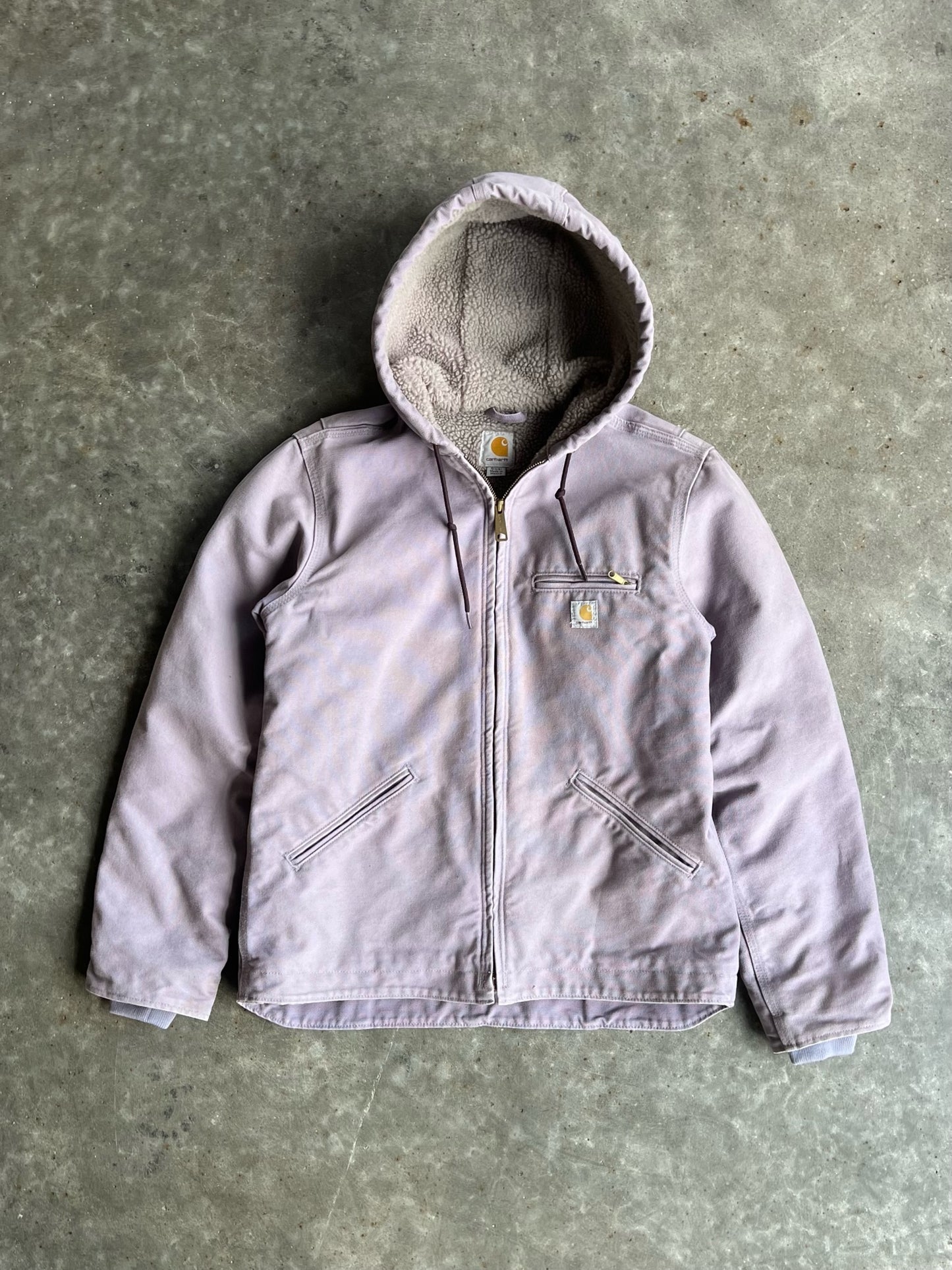 Lilac Purple Fleece Lined Hooded Carhartt Jacket - S