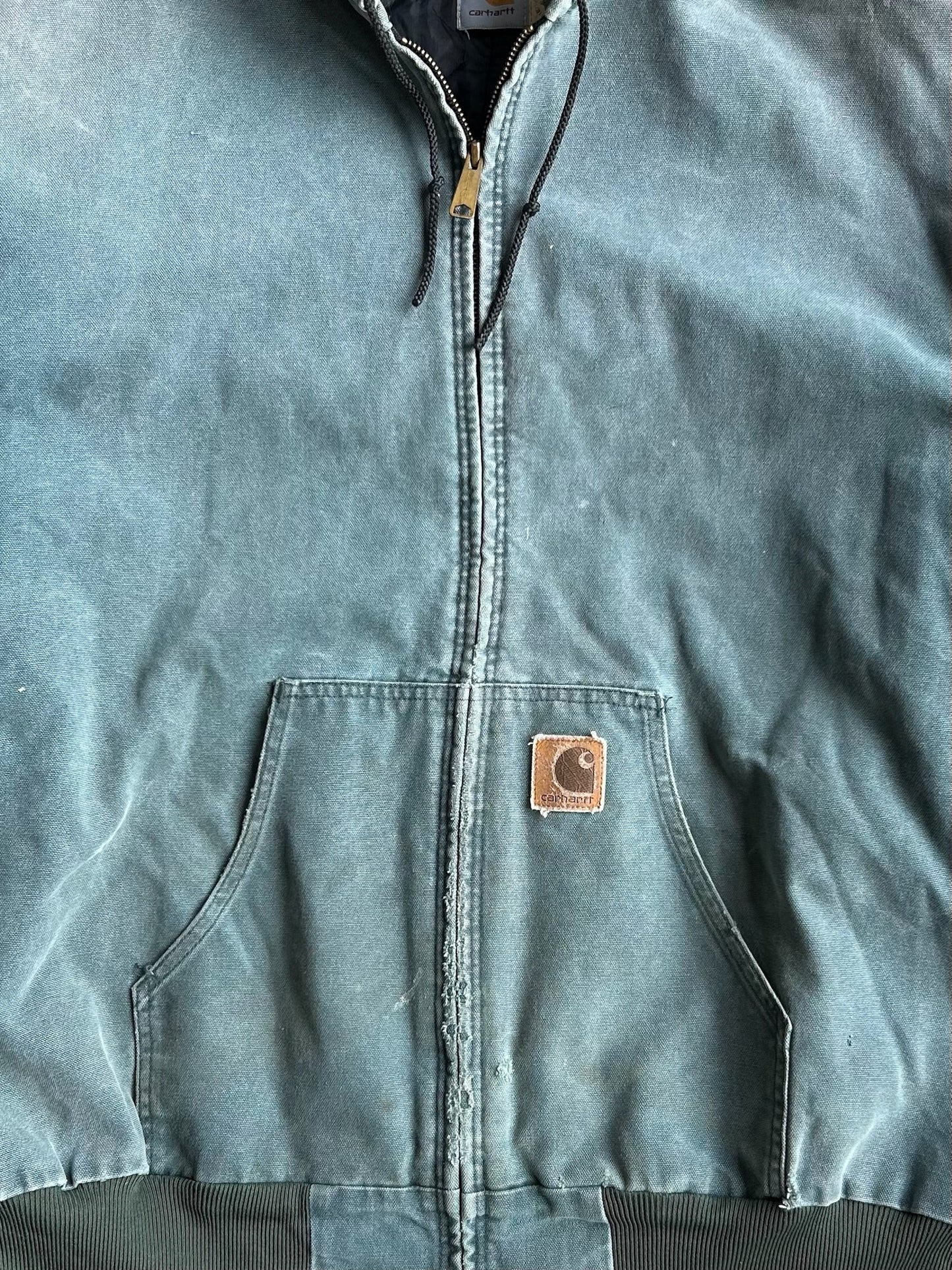 Vintage Faded Teal Hooded Carhartt Jacket - XXL