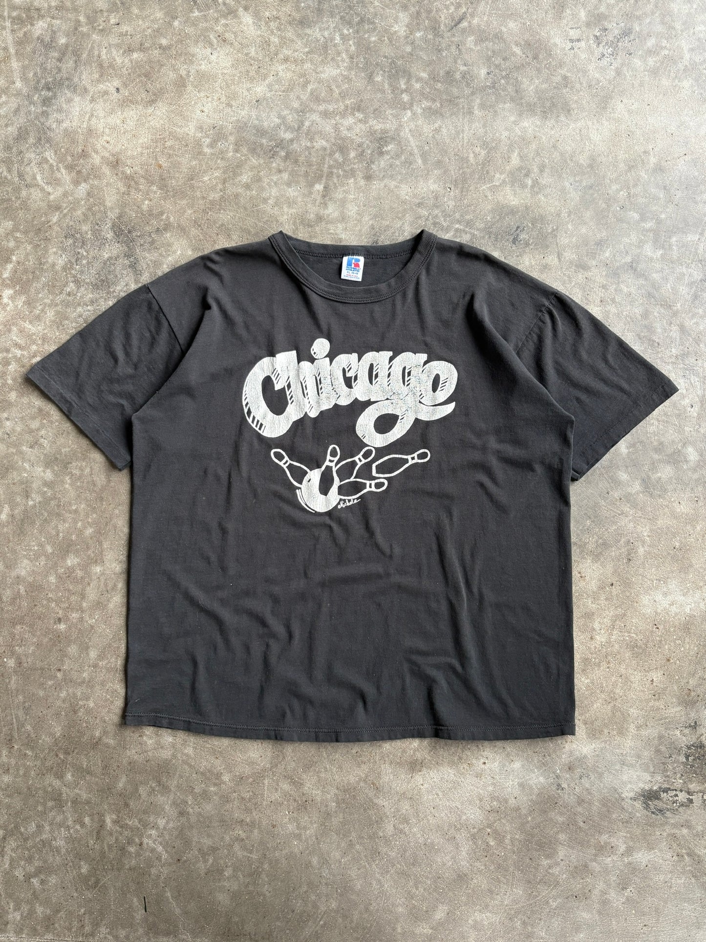 Vintage Black Chicago Bowling Tee - XL