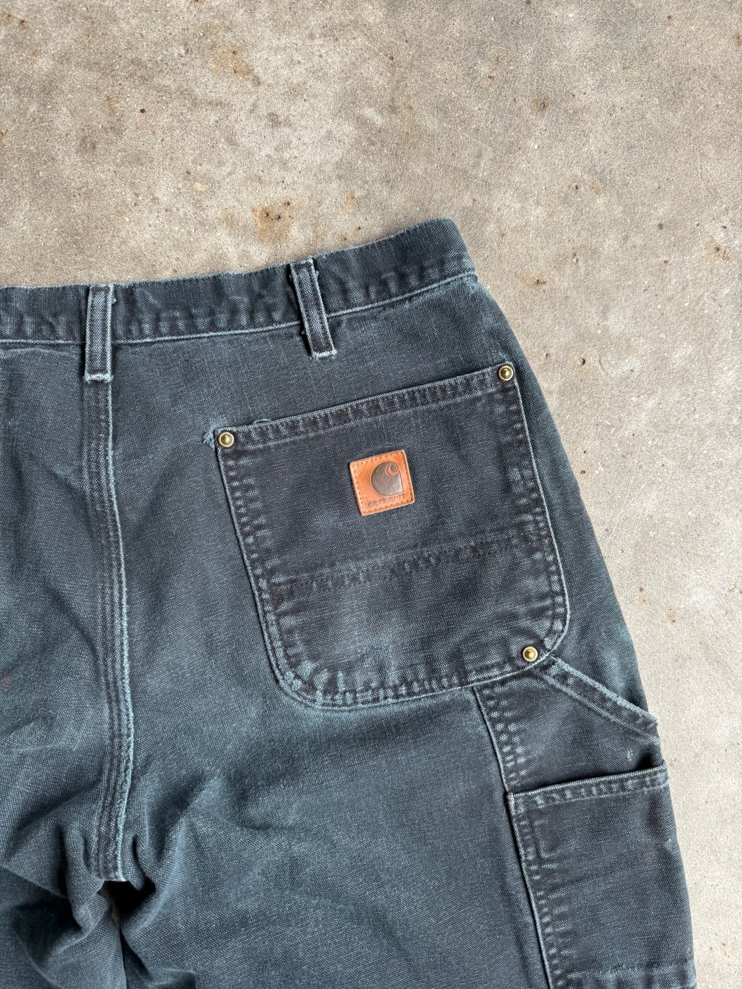 Vintage Black Double Knee Distressed Carhartt Carpenter Pants - 30