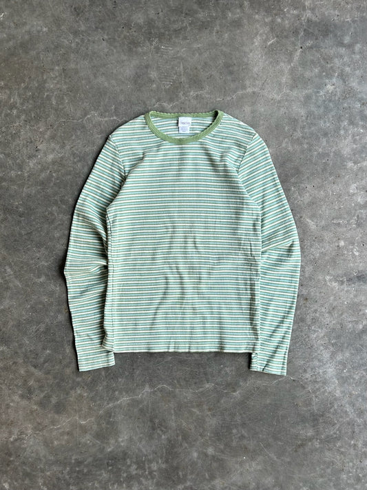 Vintage Cherokee Green Striped Long Sleeve Tee - S