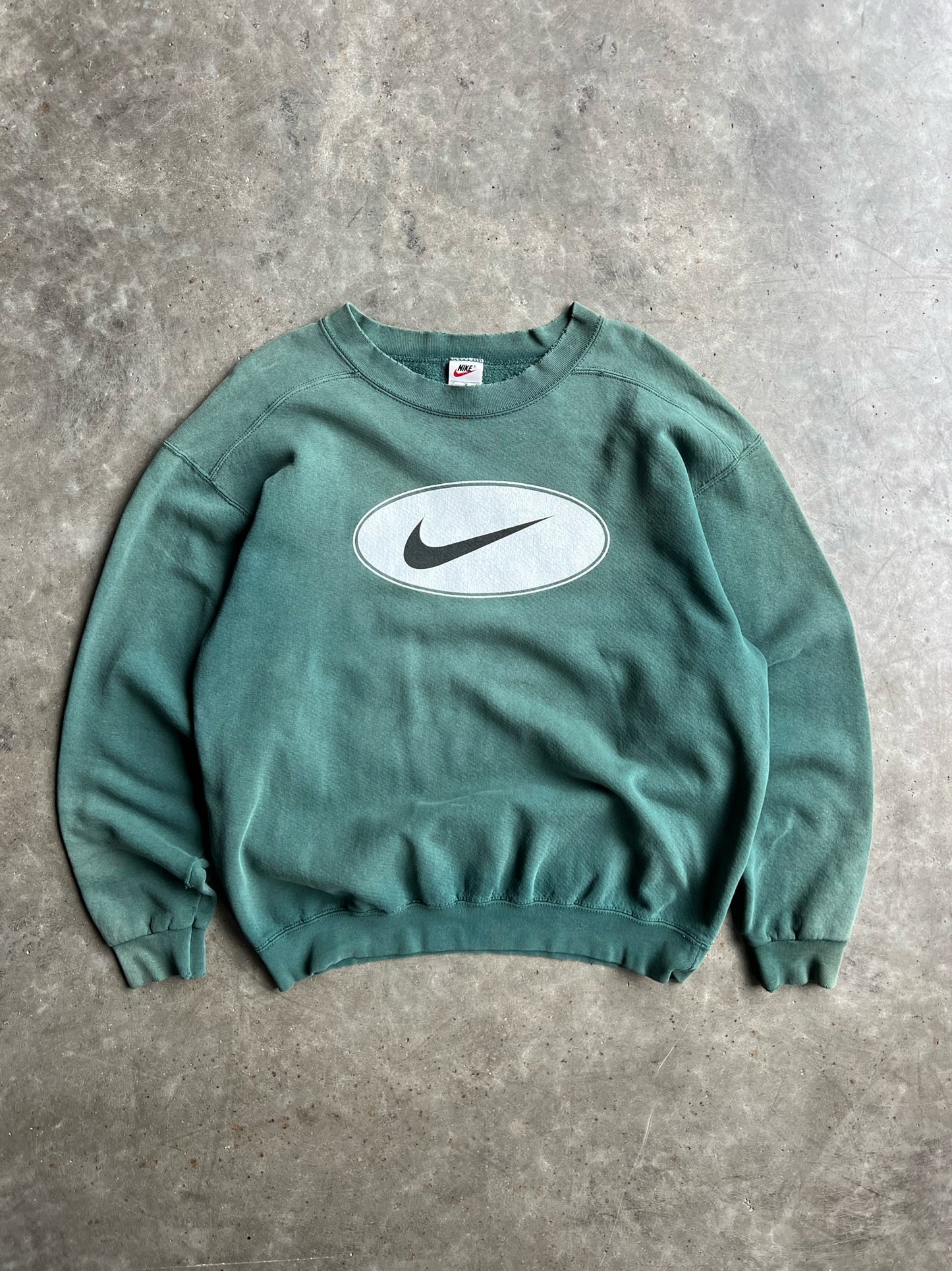 Vintage Green Nike Swoosh Crew - M