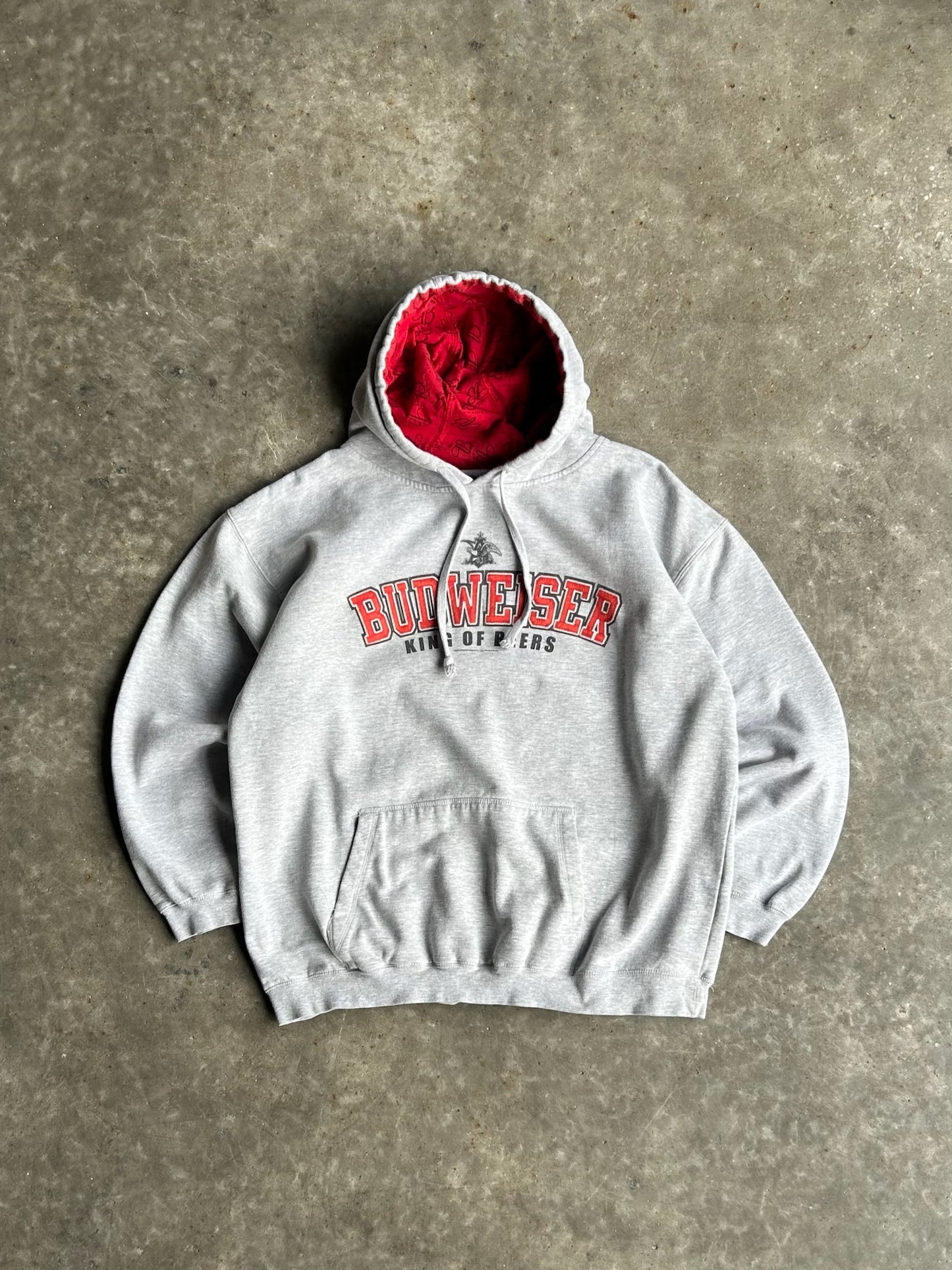 Vintage Grey Budweiser King Of Beers Hoodie - XL