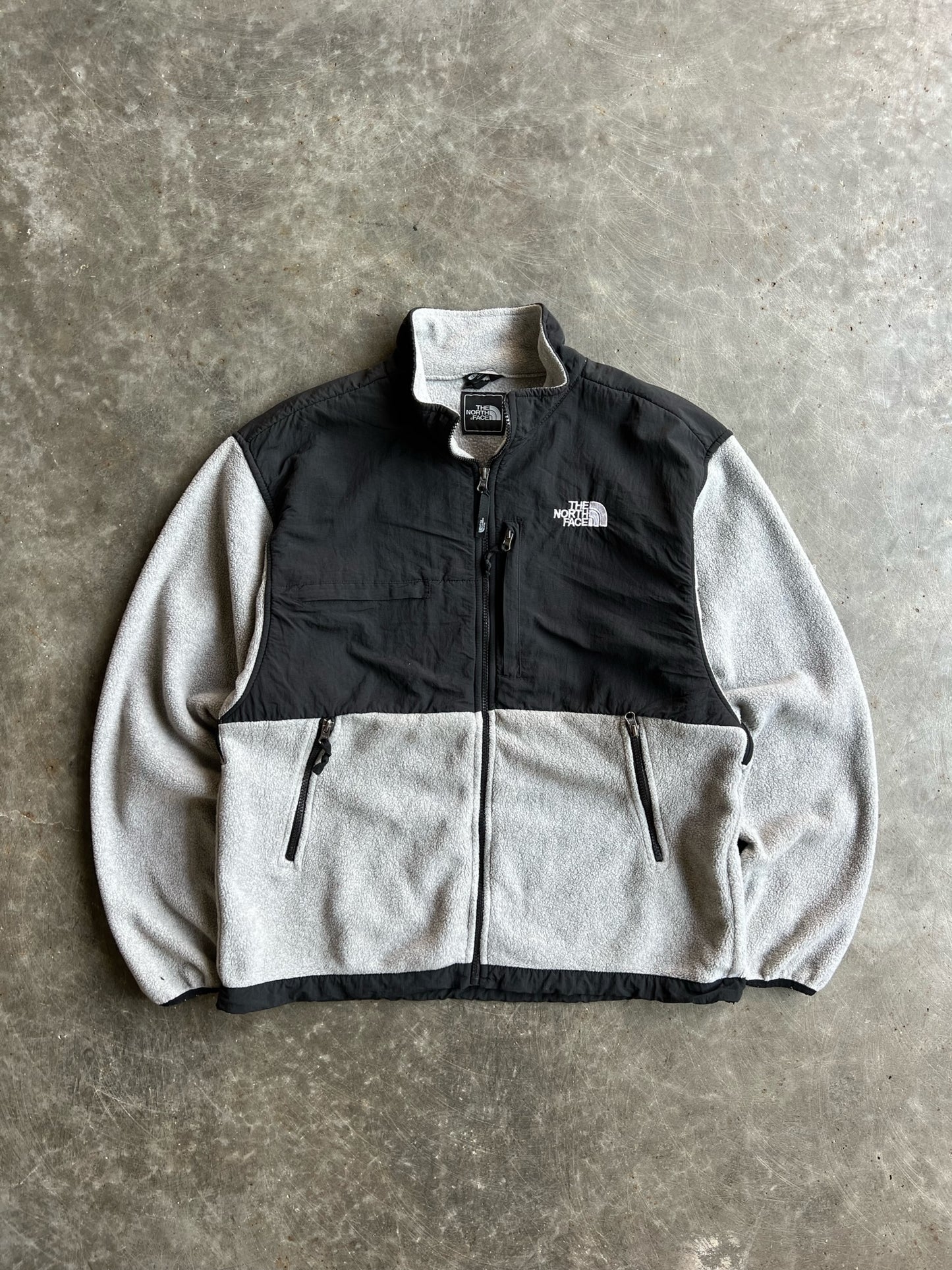 Vintage Grey/Black North Face Fleece Zip Up - L